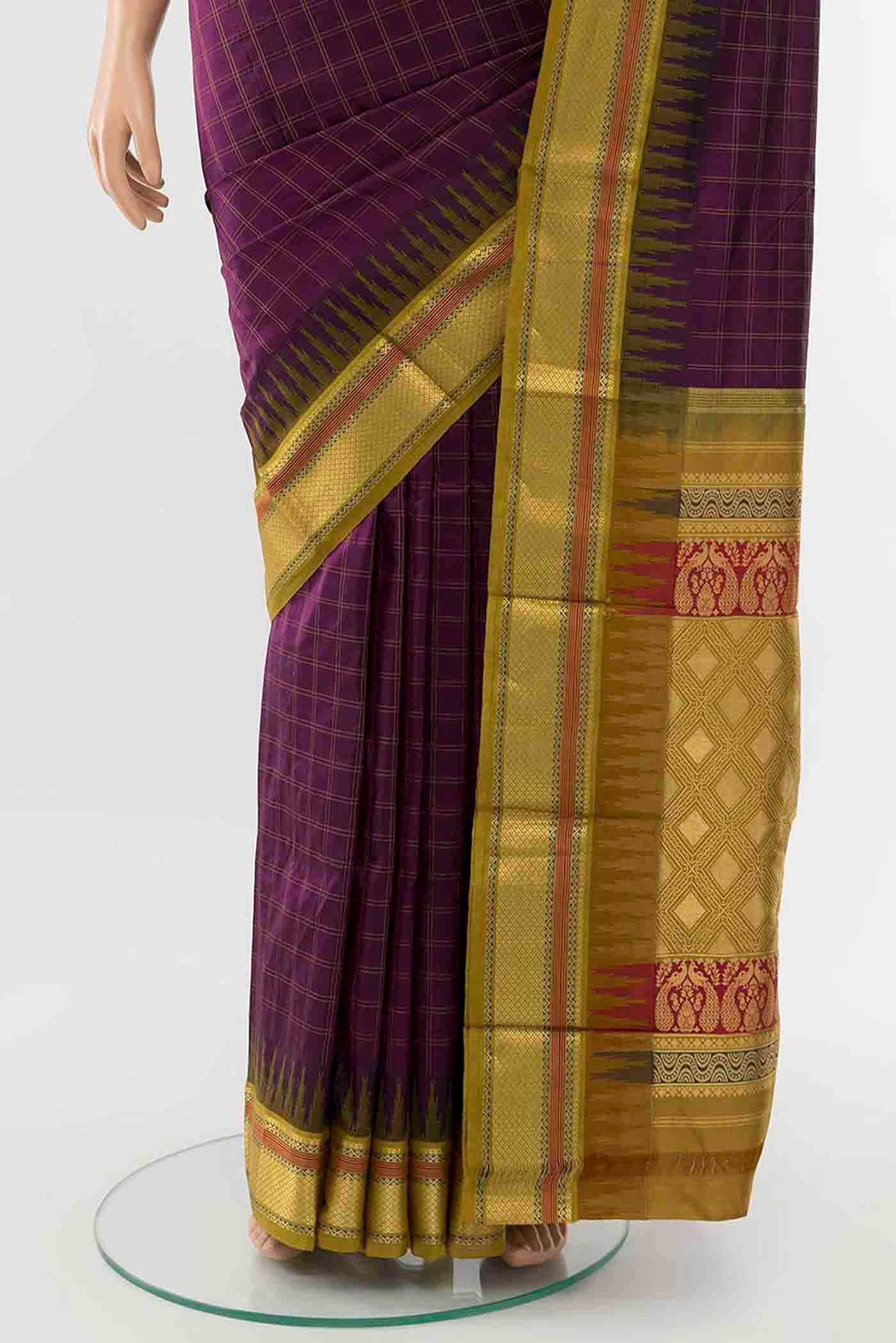 Purple Bangalore Silk - kadyal Saree - Image 3