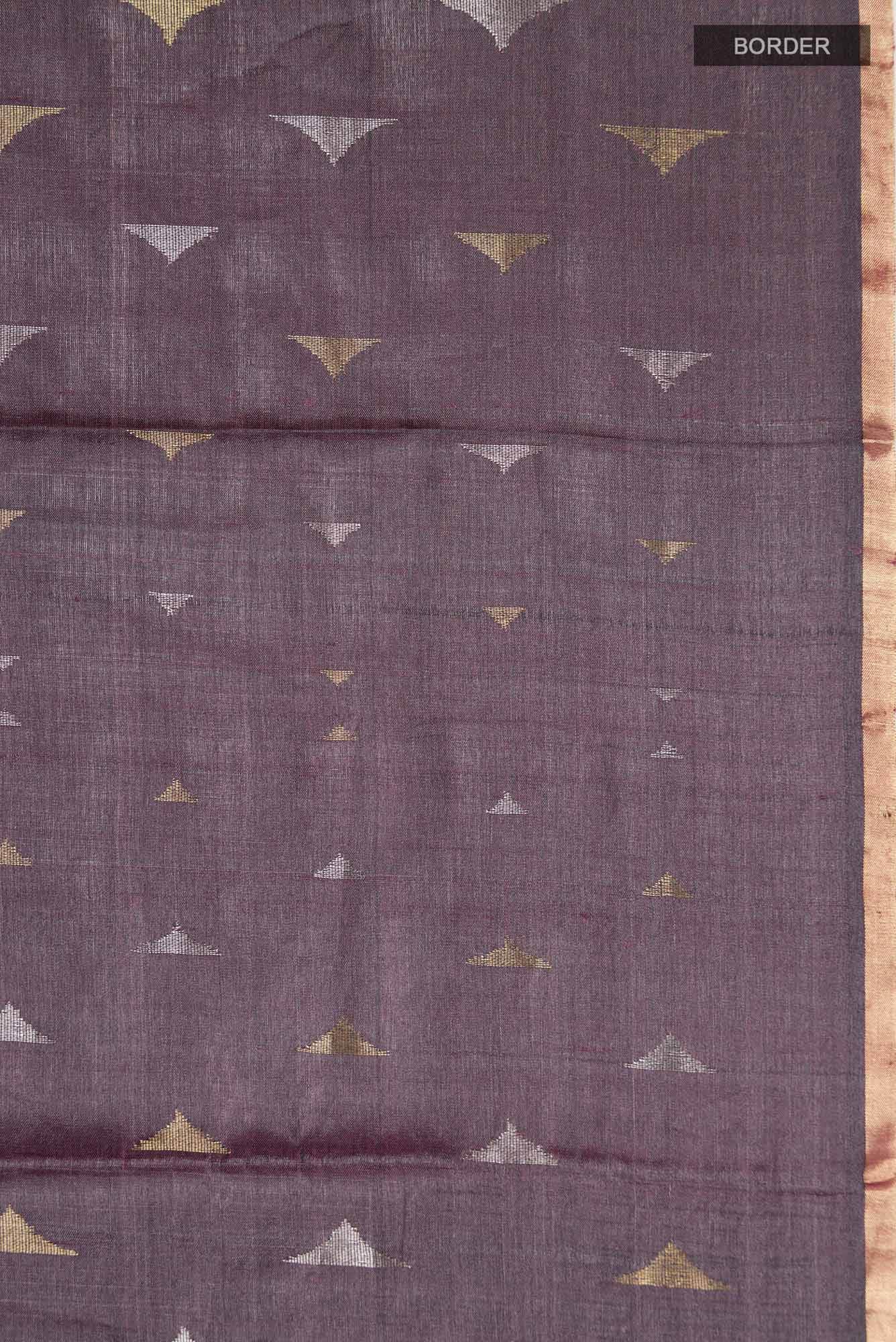 Purple Bhagalpuri Tussar Silk Saree - Image 5