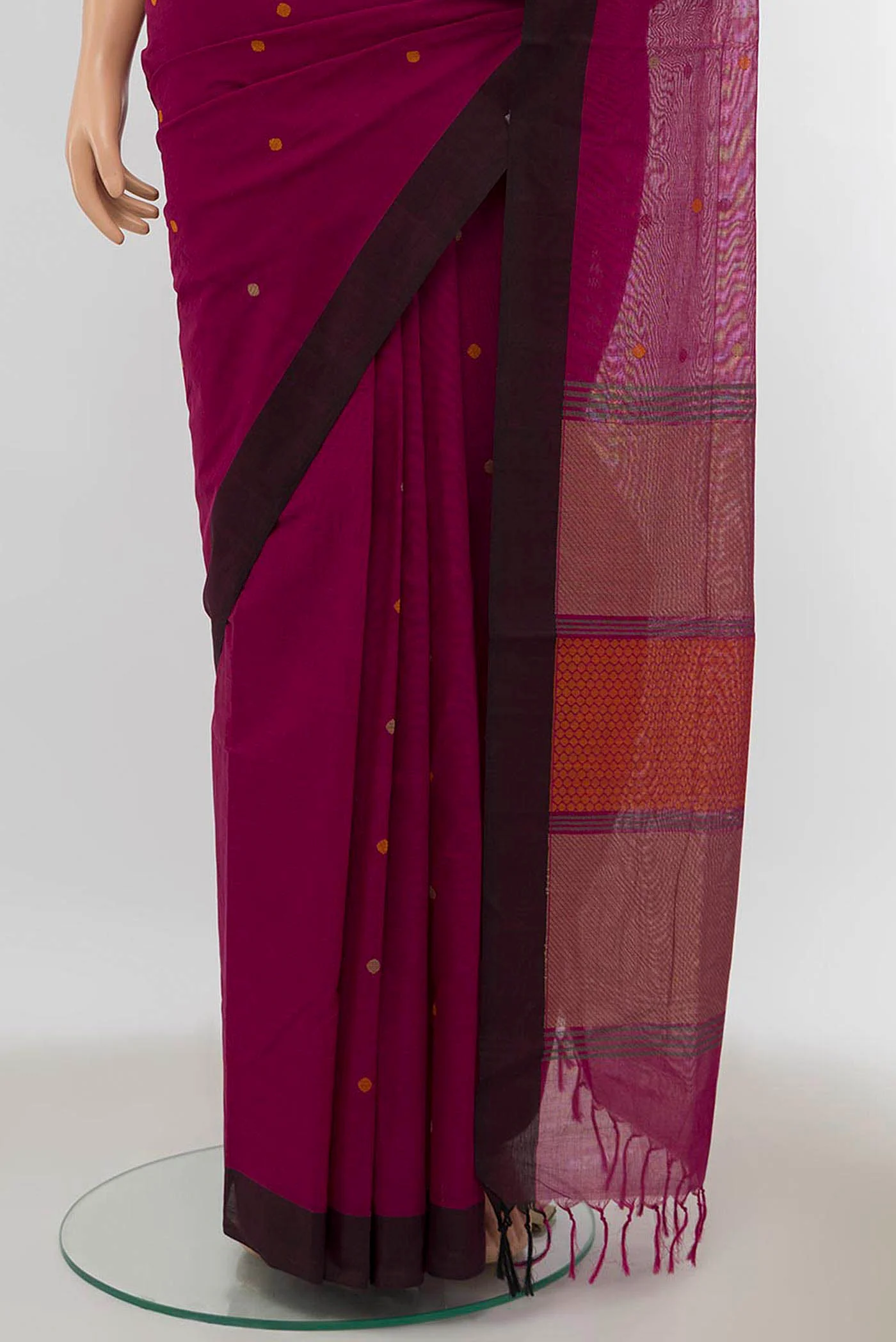 Purple Coimbatore Cotton Saree - Image 3