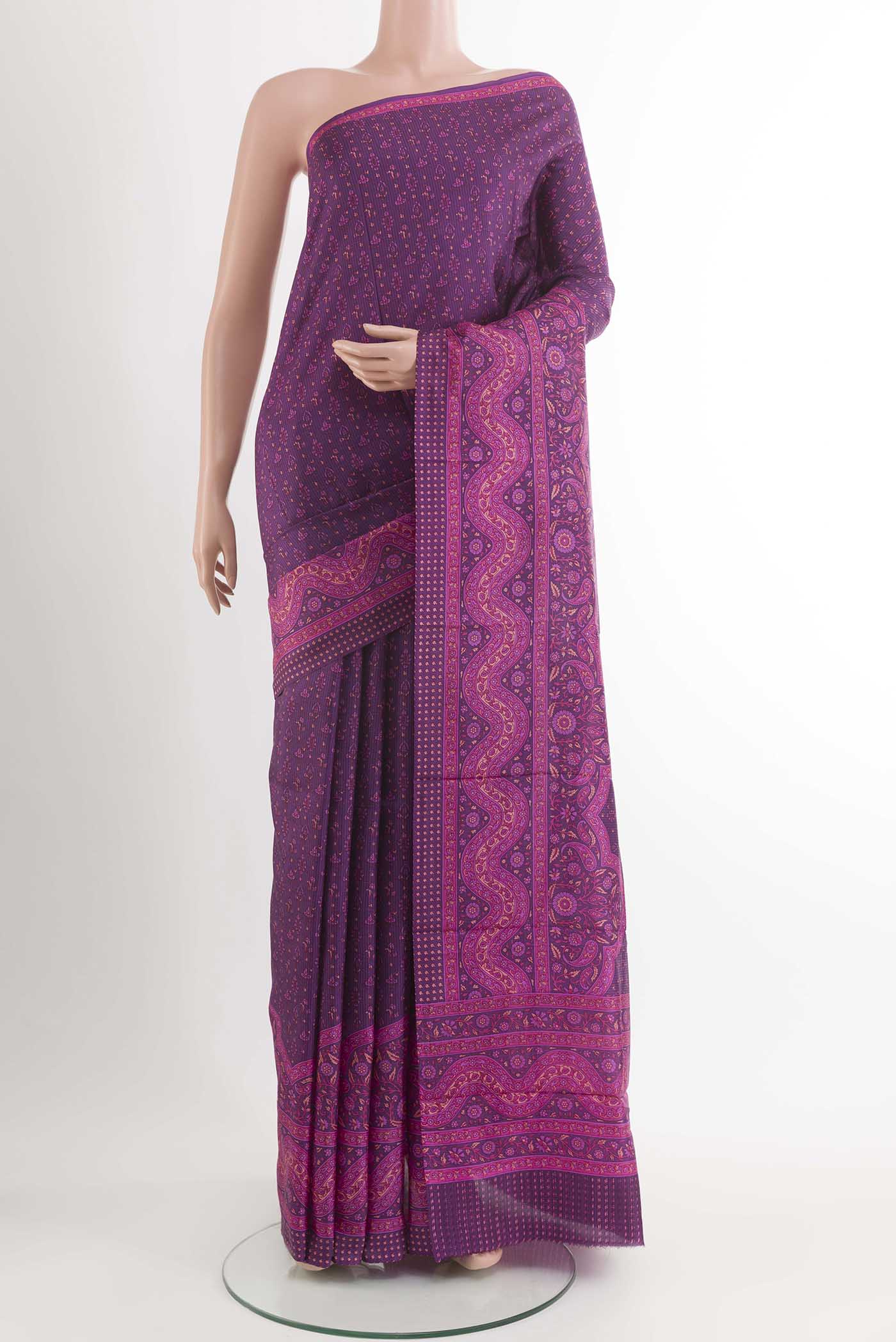 Purple Crepe Saree