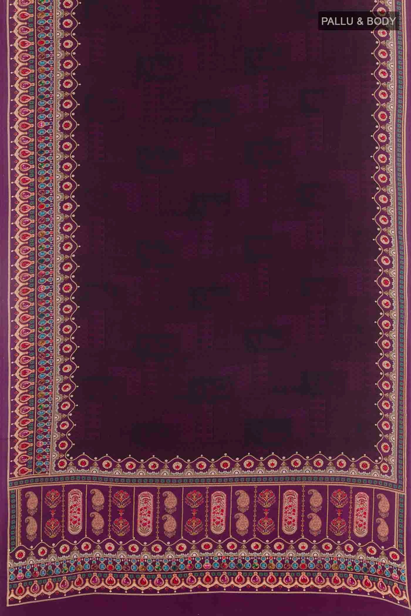 Purple Crepe Saree - Image 3