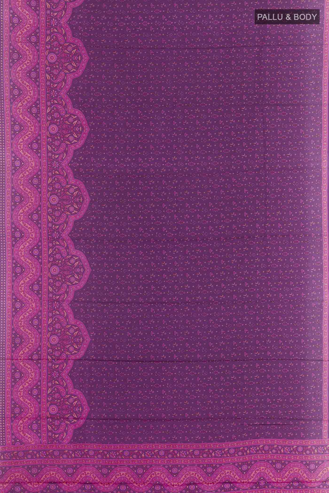 Purple Crepe Saree - Image 4