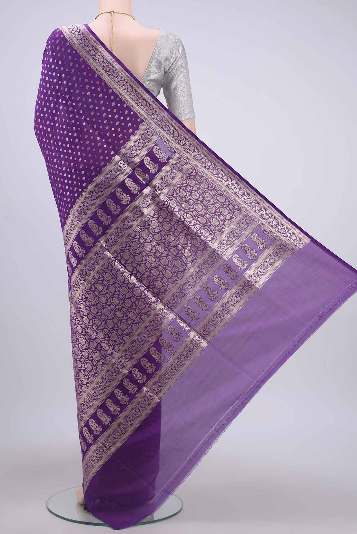Purple Dual Tone Banarasi Silk Saree - Image 3