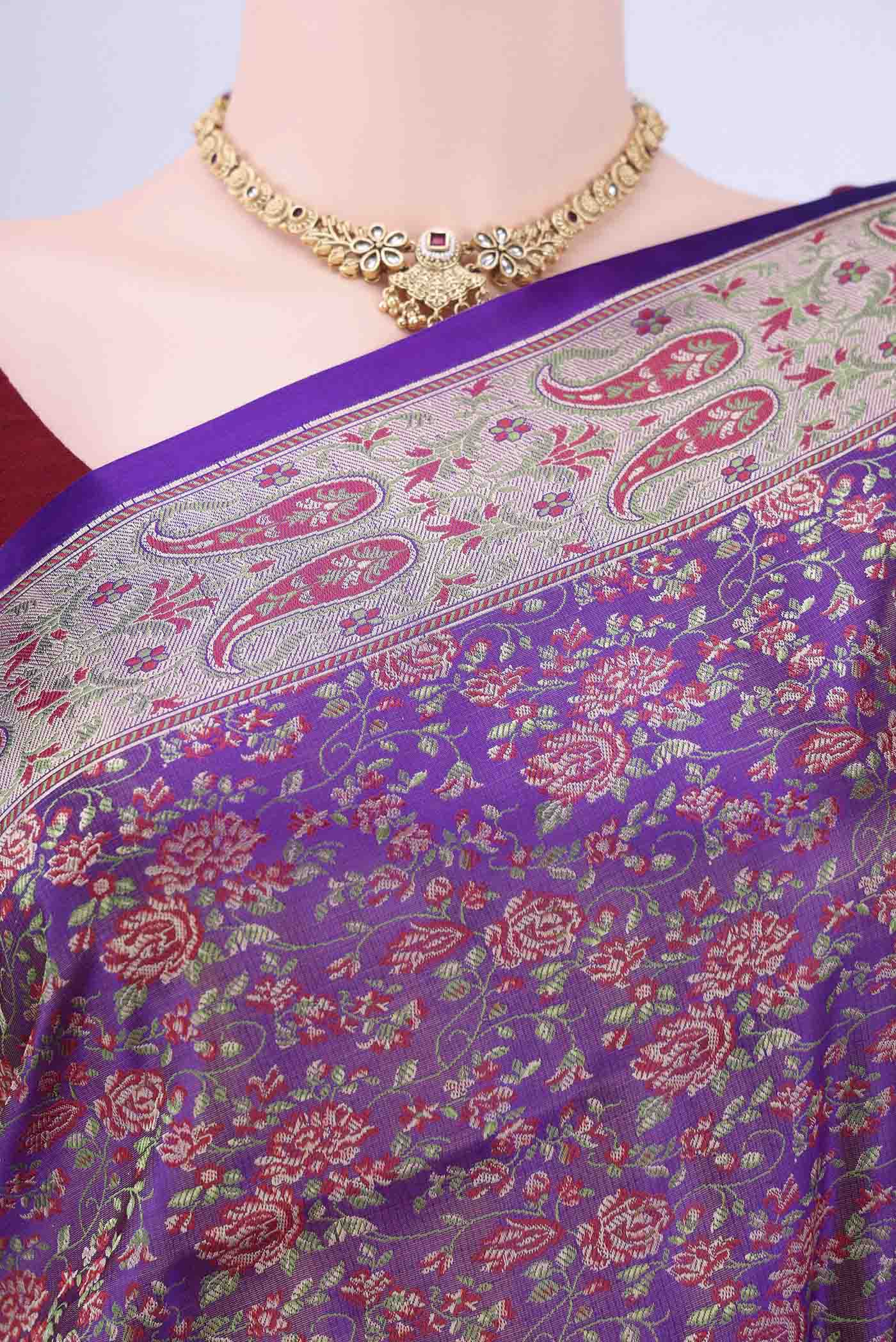 Purple Dual Tone Banarasi Tanchoi Silk Saree - Image 2