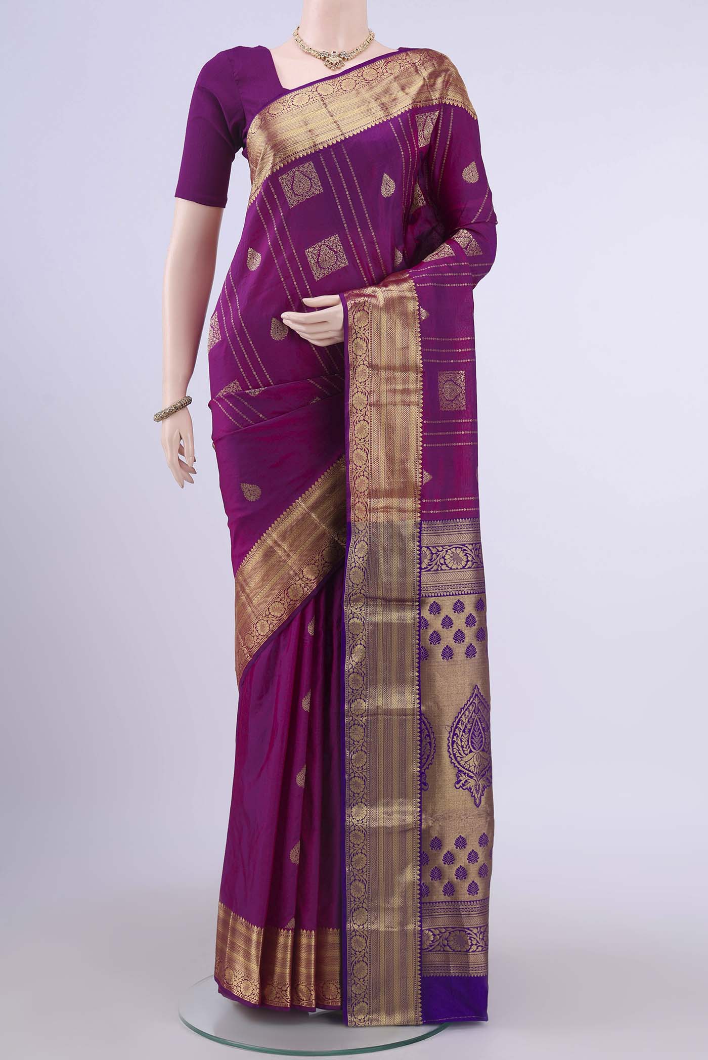 Purple Dual Tone Bangalore Silk Saree