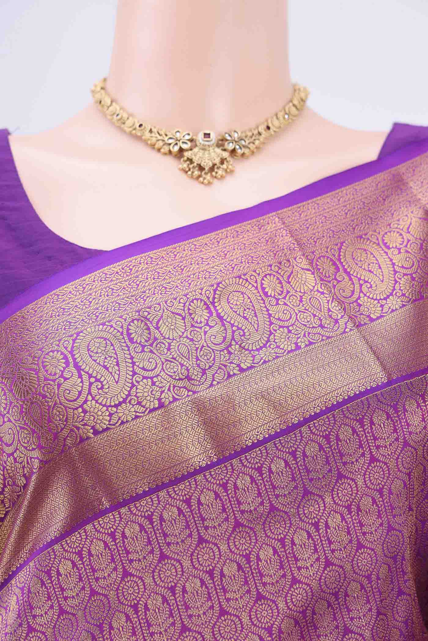 Purple Bangalore Silk Saree - Image 2