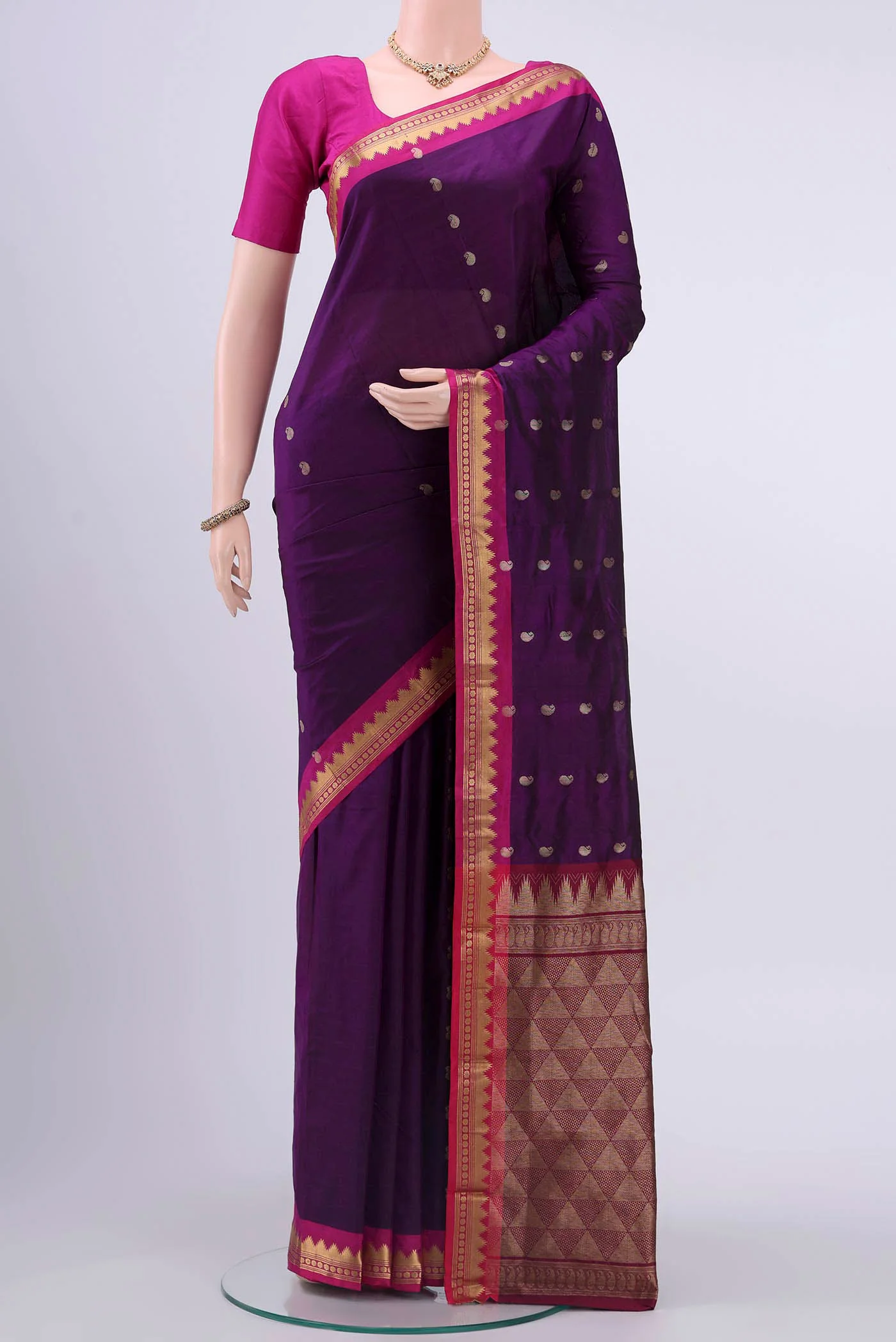 Purple Dual Tone Blended Bangalore Silk Saree