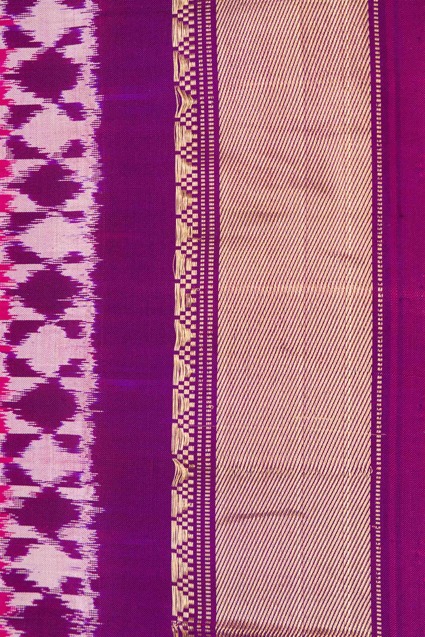 Purple Dual Tone Double Ikat Saree - Image 3