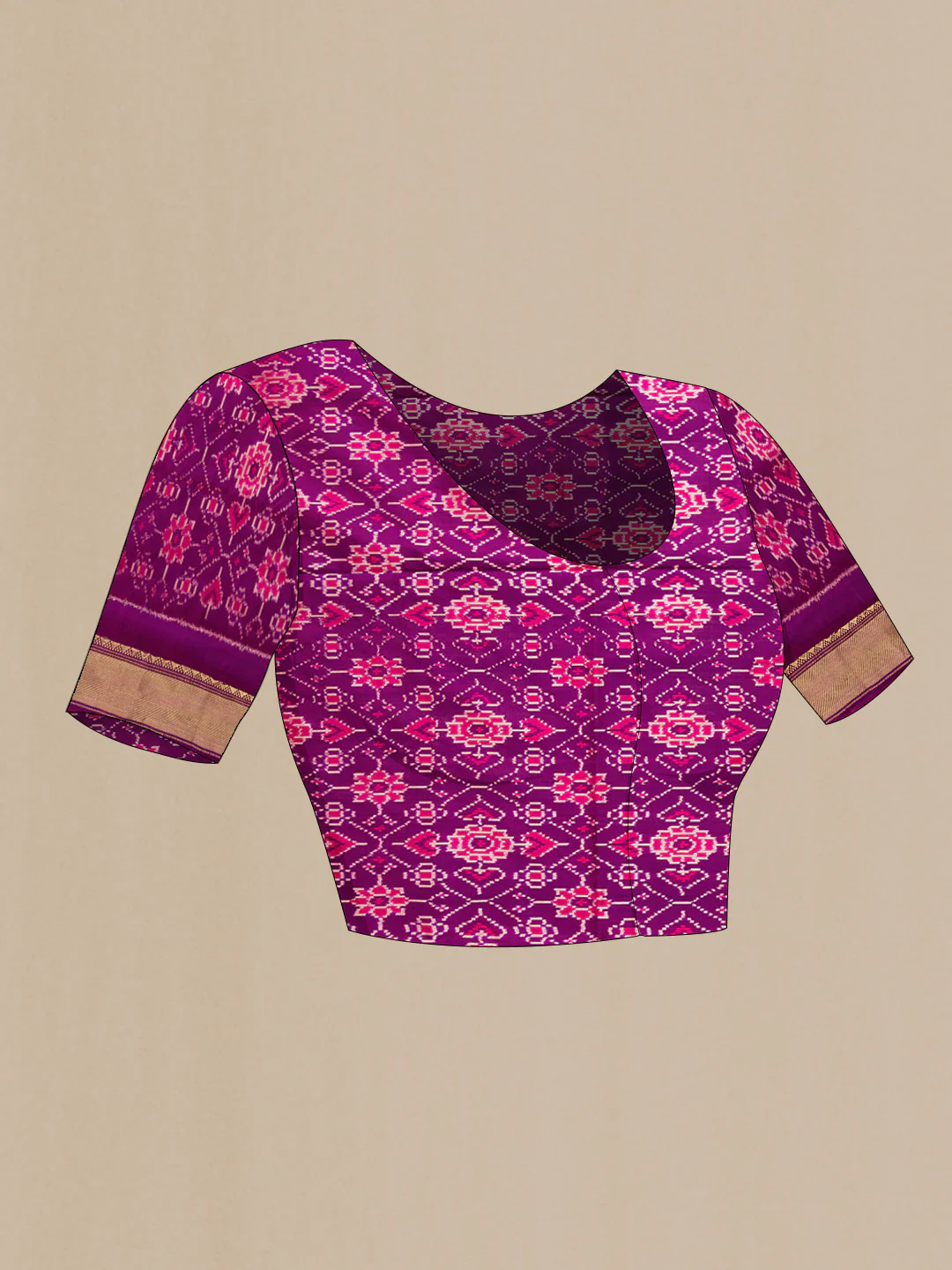 Purple Dual Tone Double Ikat Saree - Image 5
