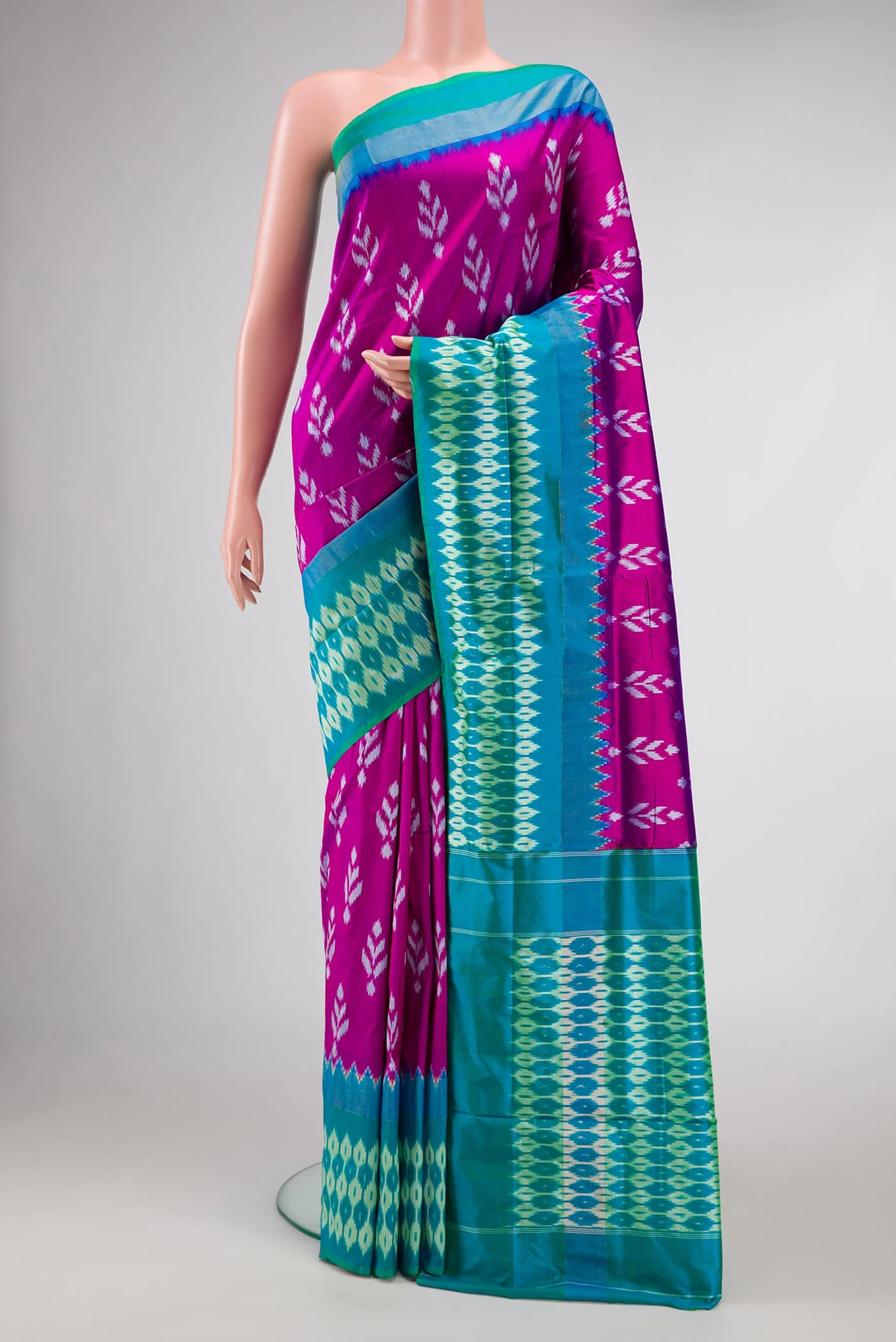 Purple Dual Tone Double Ikat Saree