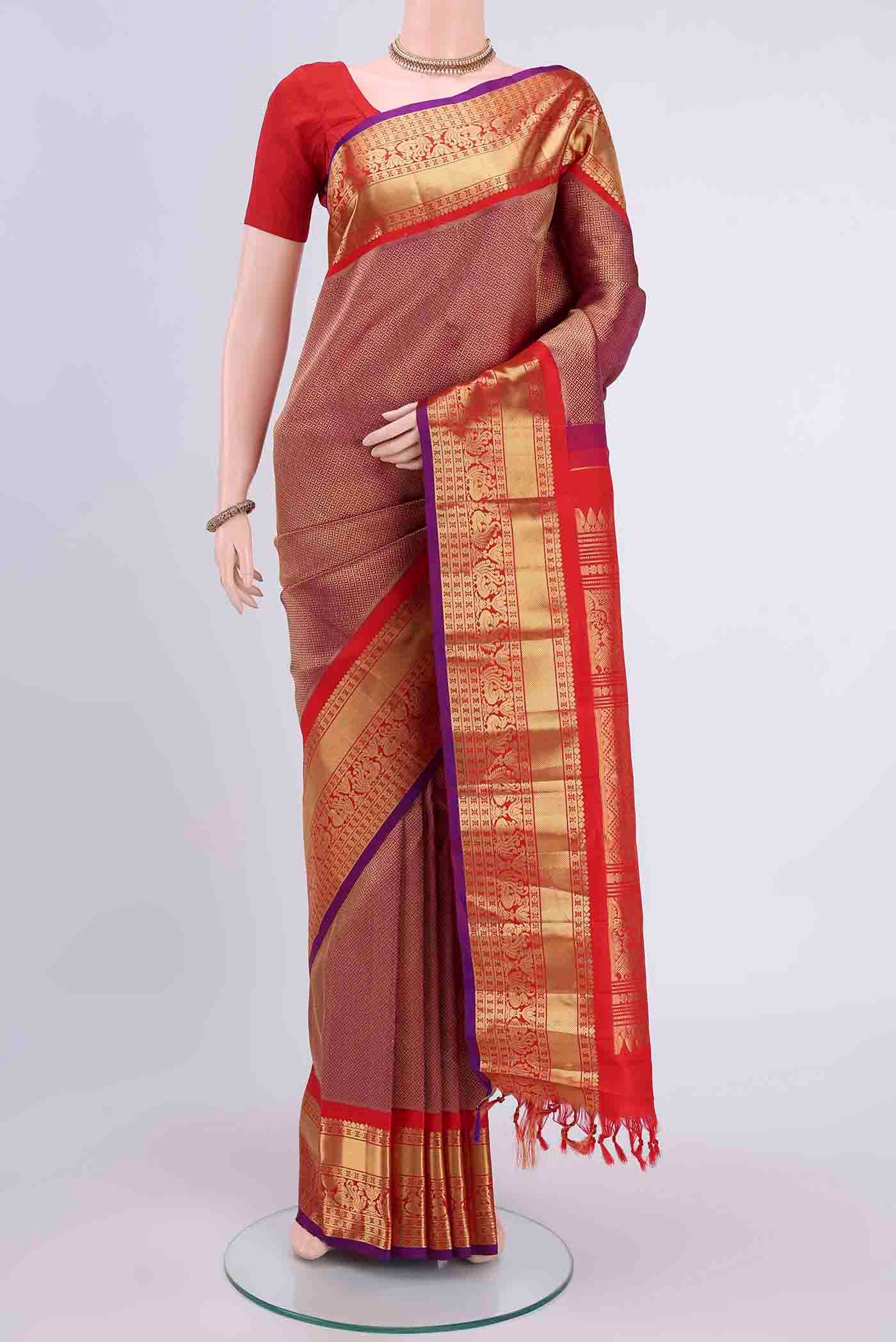 Purple Dual Tone Gadwal Silk Saree