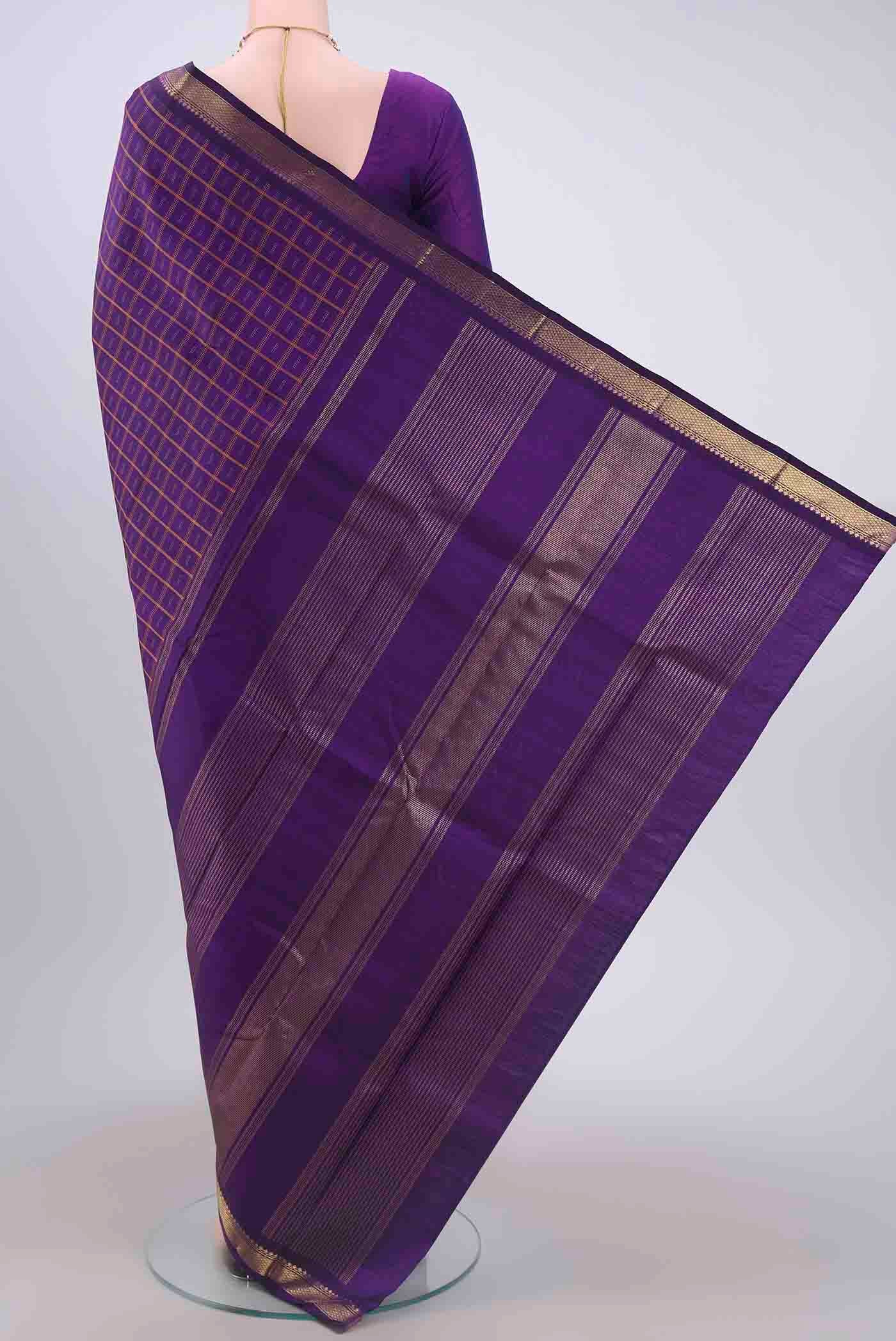 Purple Dual Tone Kanchipuram Saree - Image 3