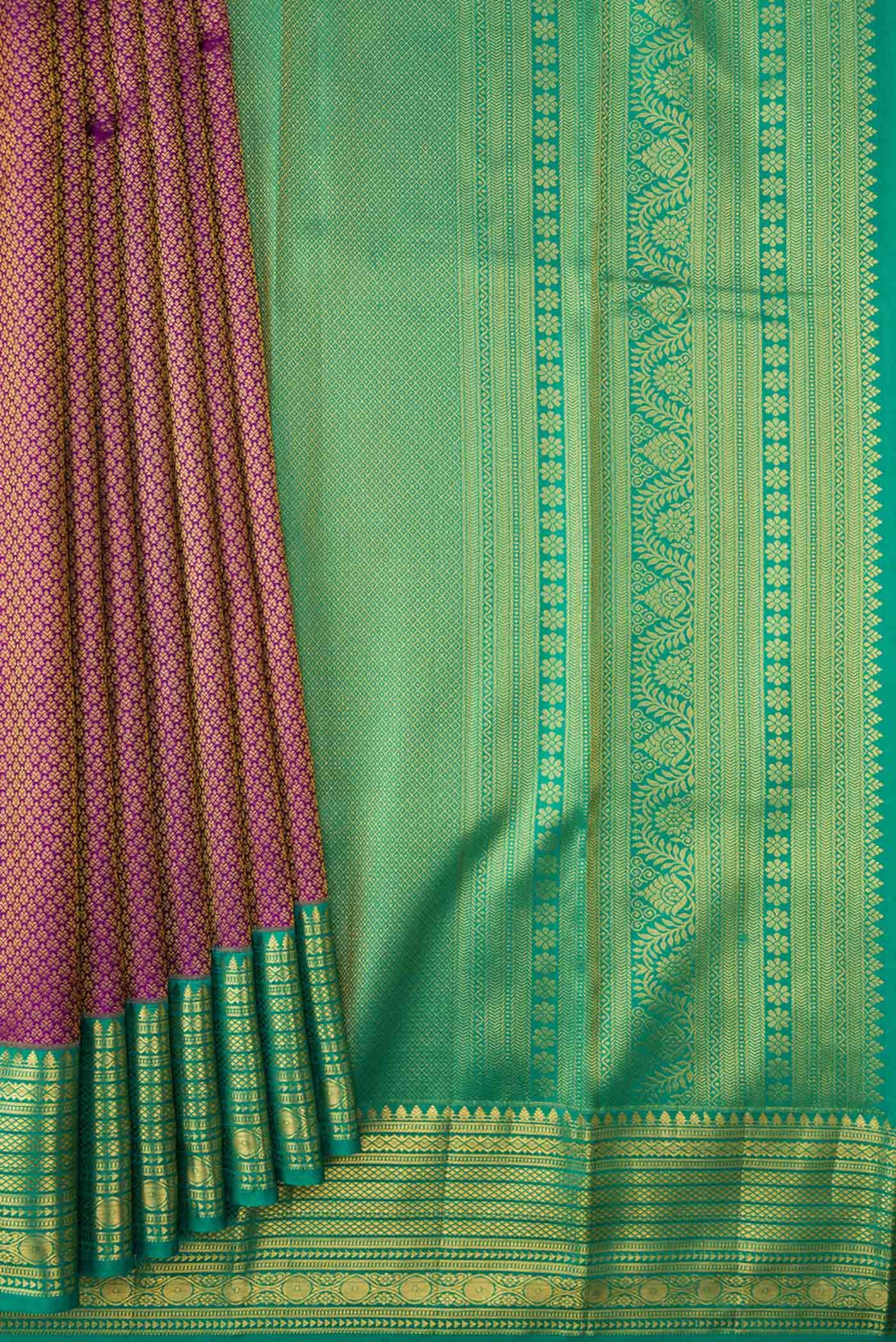 Purple Dual Tone Kanchipuram Saree - Image 4