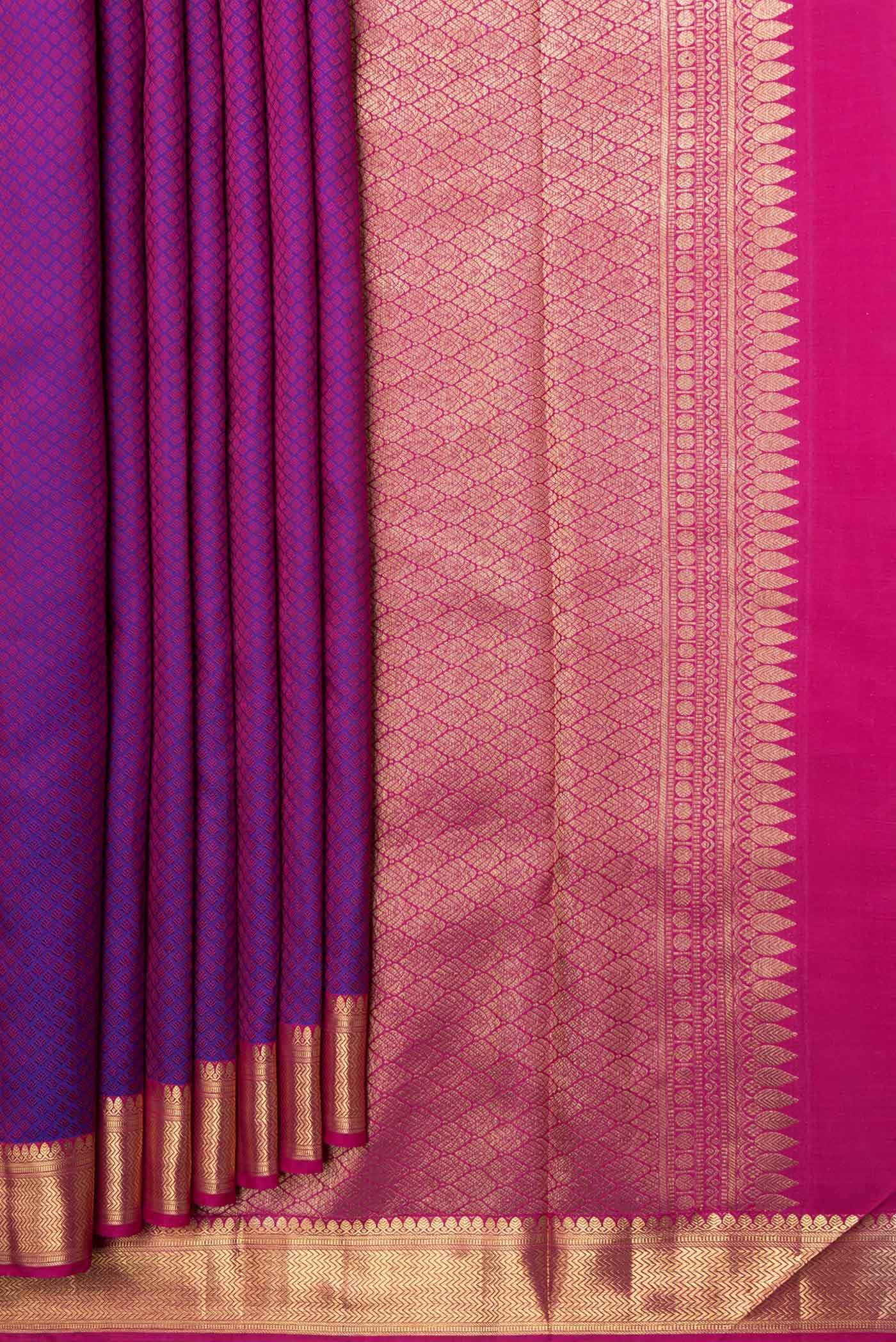 Purple Dual Tone Kanjivaram Saree - Image 4