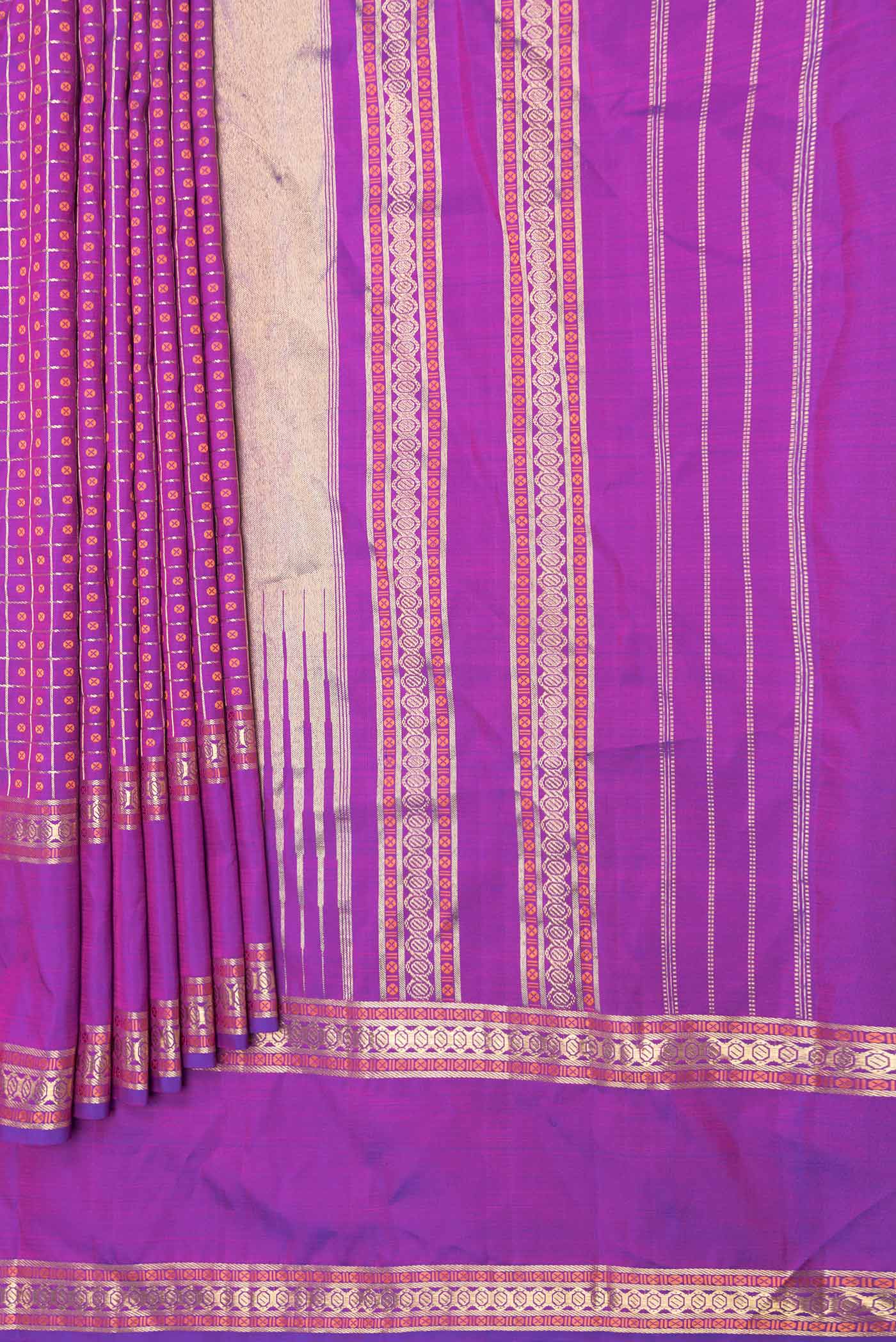 Purple Dual Tone Kanjivaram Saree - Image 4