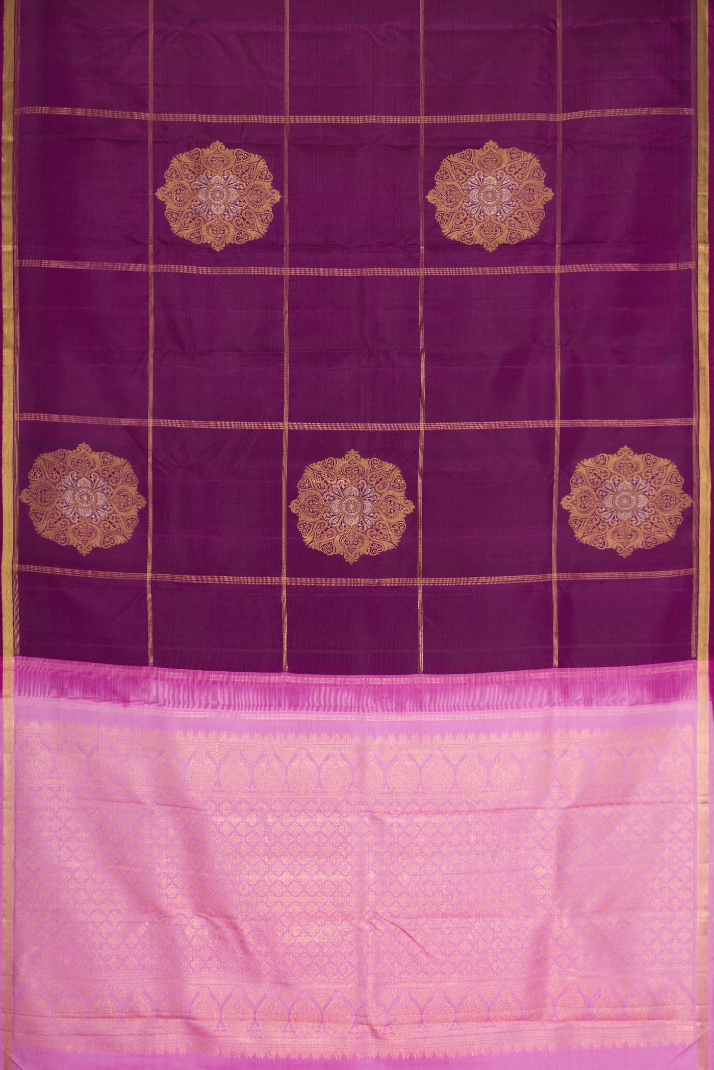 Purple Dual Tone Kanchipuram Silk Saree - Image 6