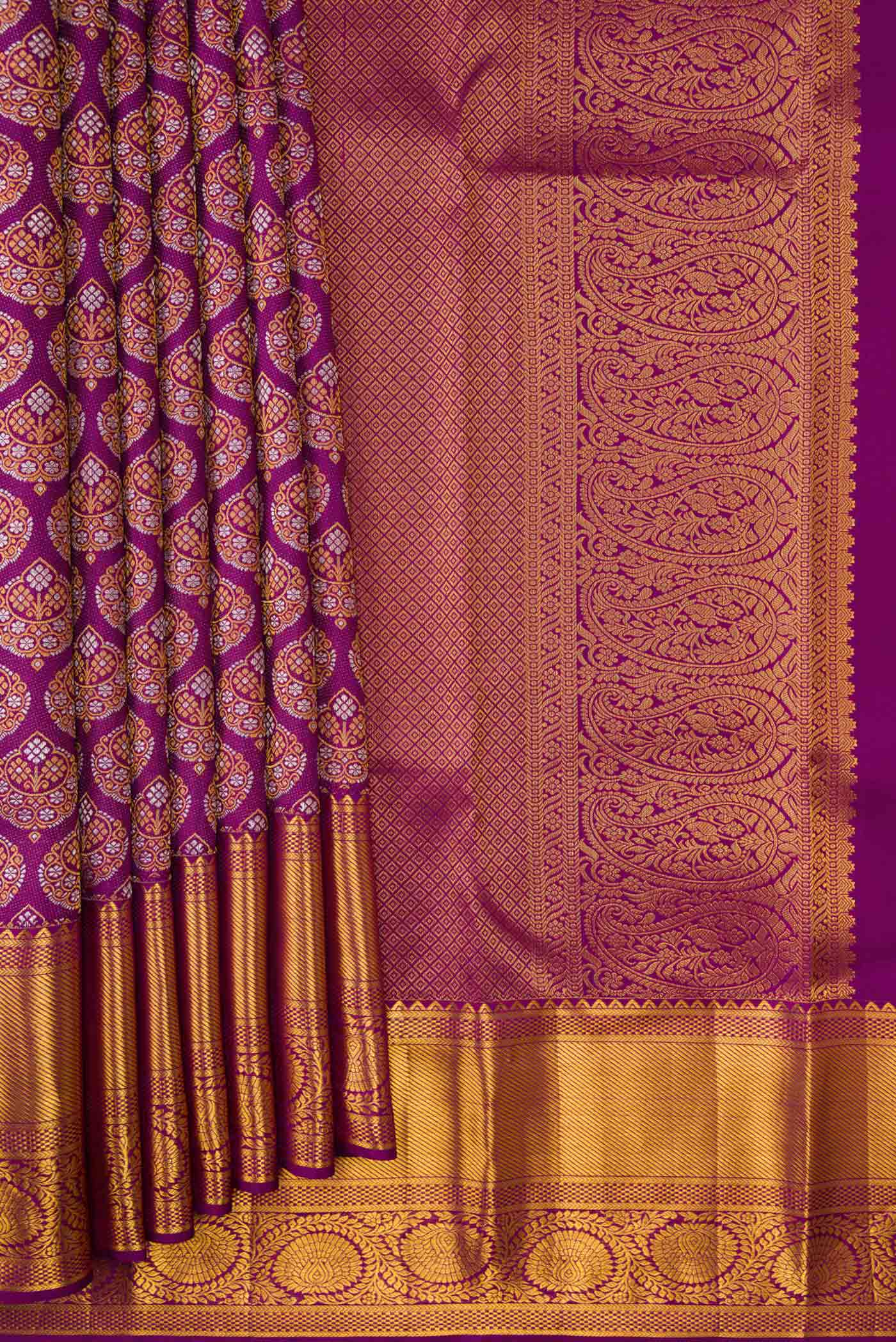 Purple Kanchipuram Silk Saree - Image 4