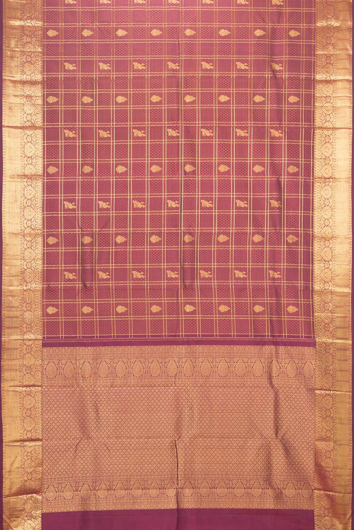 Purple Dual Tone Kanjivaram Silk Saree - Image 6
