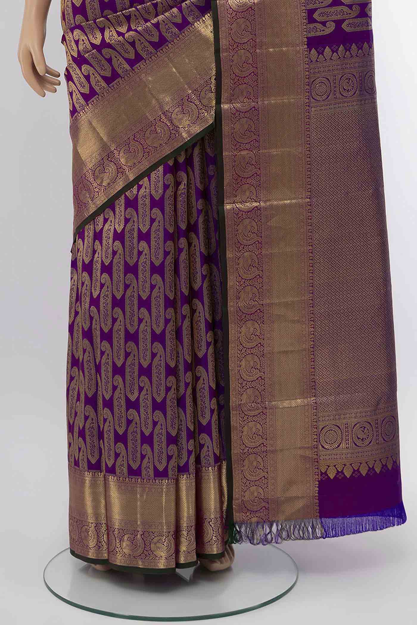 Purple Dual Tone Kanchipuram Silk Saree - Image 3