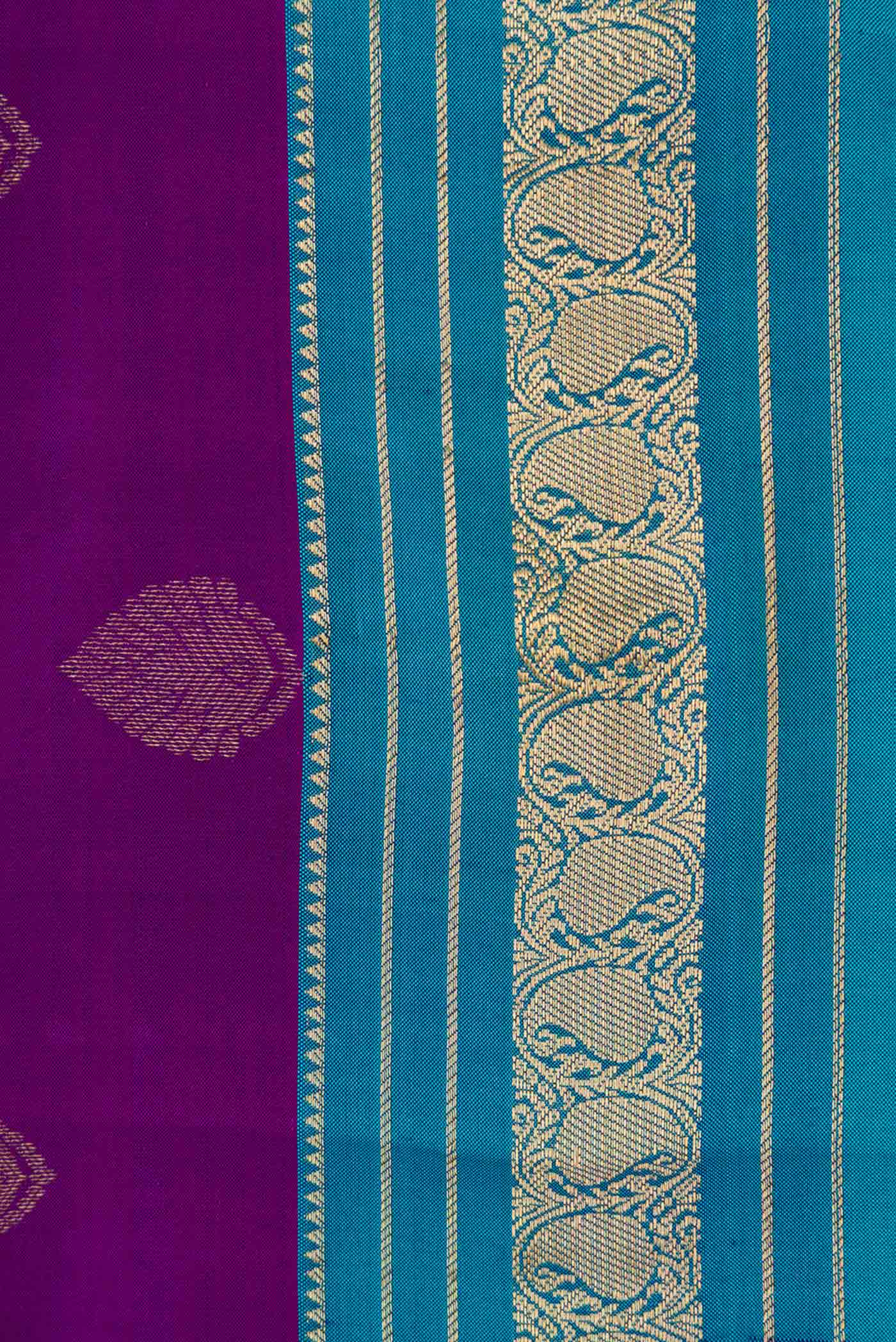 Purple Dual Tone Kanchipuram Silk Saree - Image 3