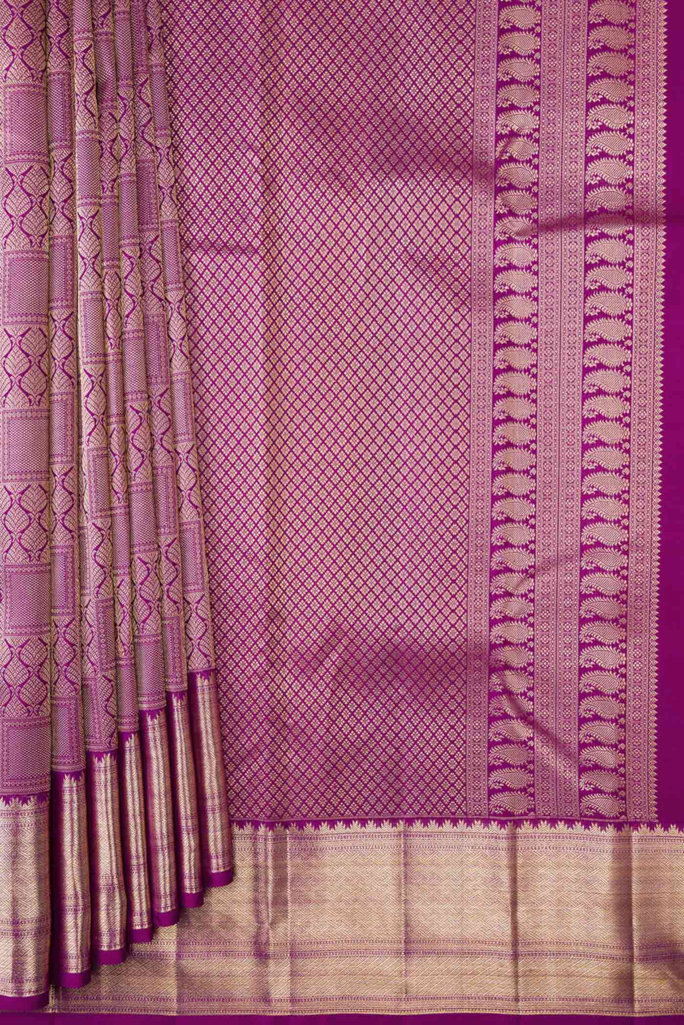 Purple Dual Tone Kanchipuram Silk Saree - Image 4