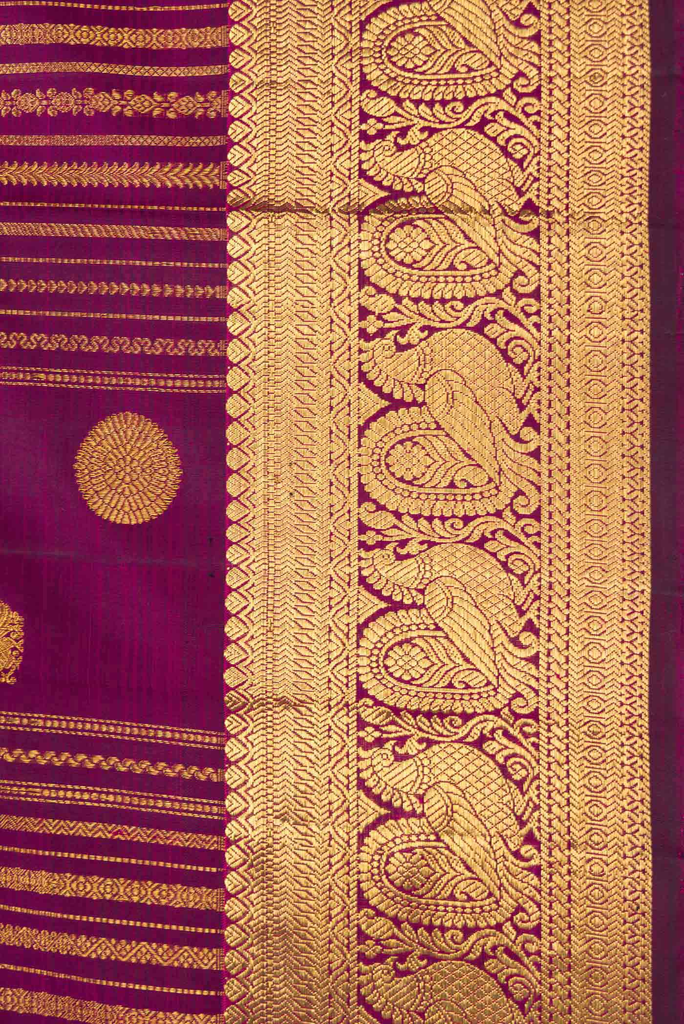 Purple Dual Tone Kanchipuram Silk Saree - Image 3