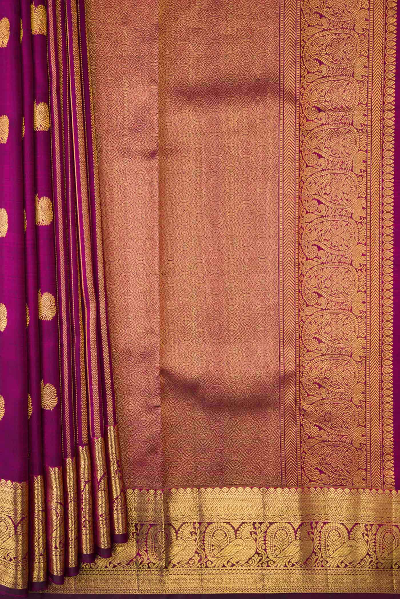 Purple Dual Tone Kanchipuram Silk Saree - Image 4