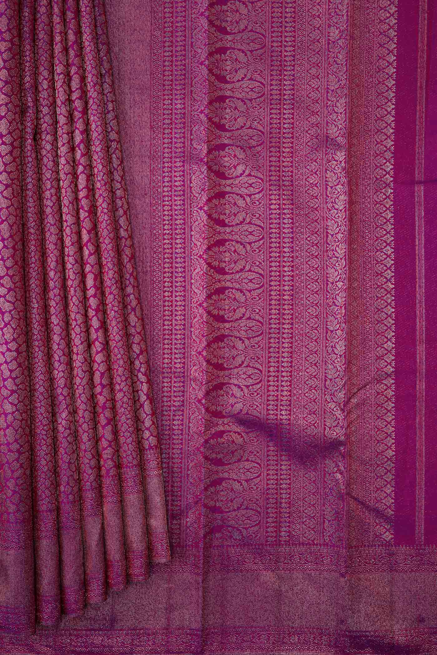 Purple Dual Tone Kanjivaram Silk Saree - Image 4