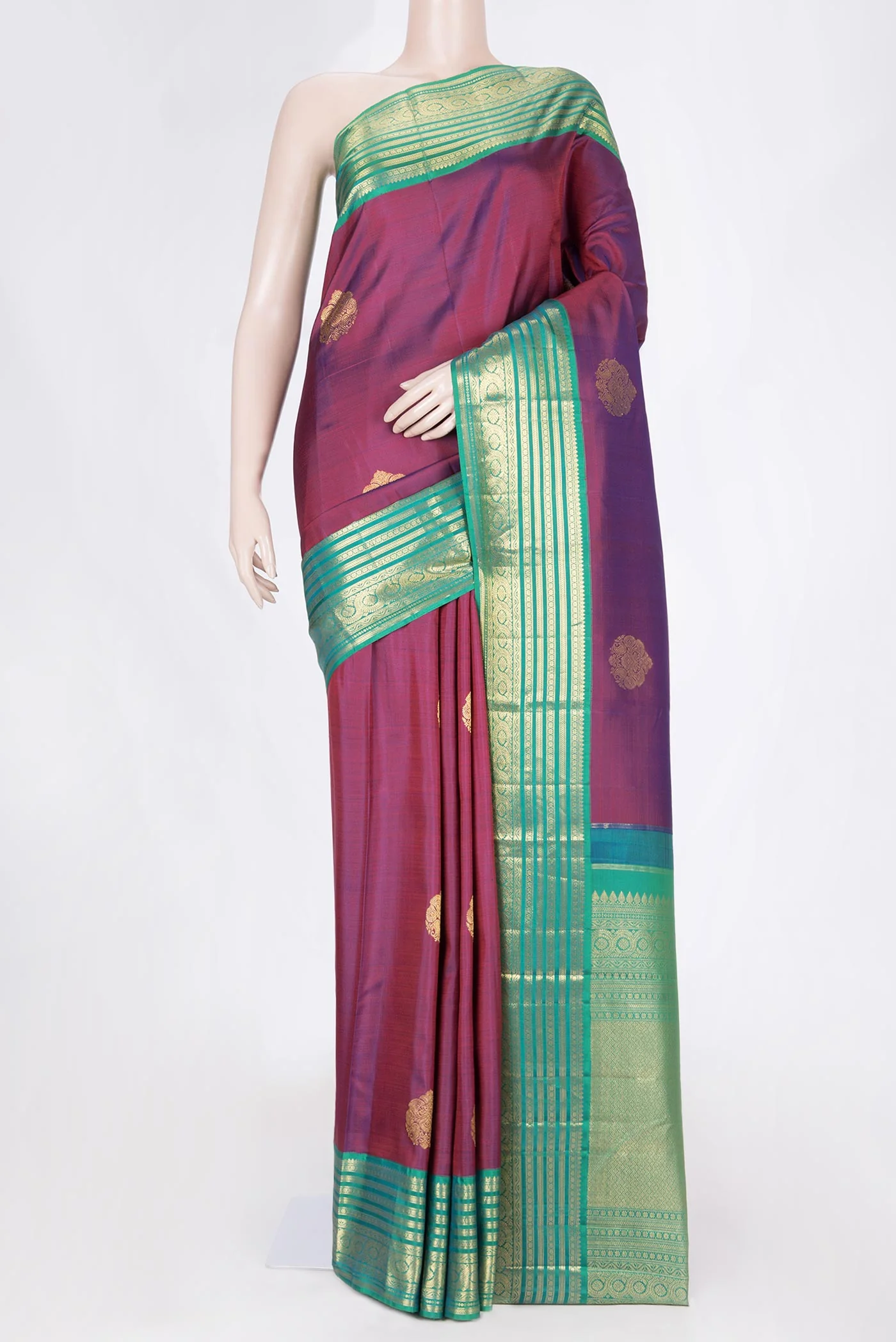 Purple Dual Tone Kanjivaram Silk Saree