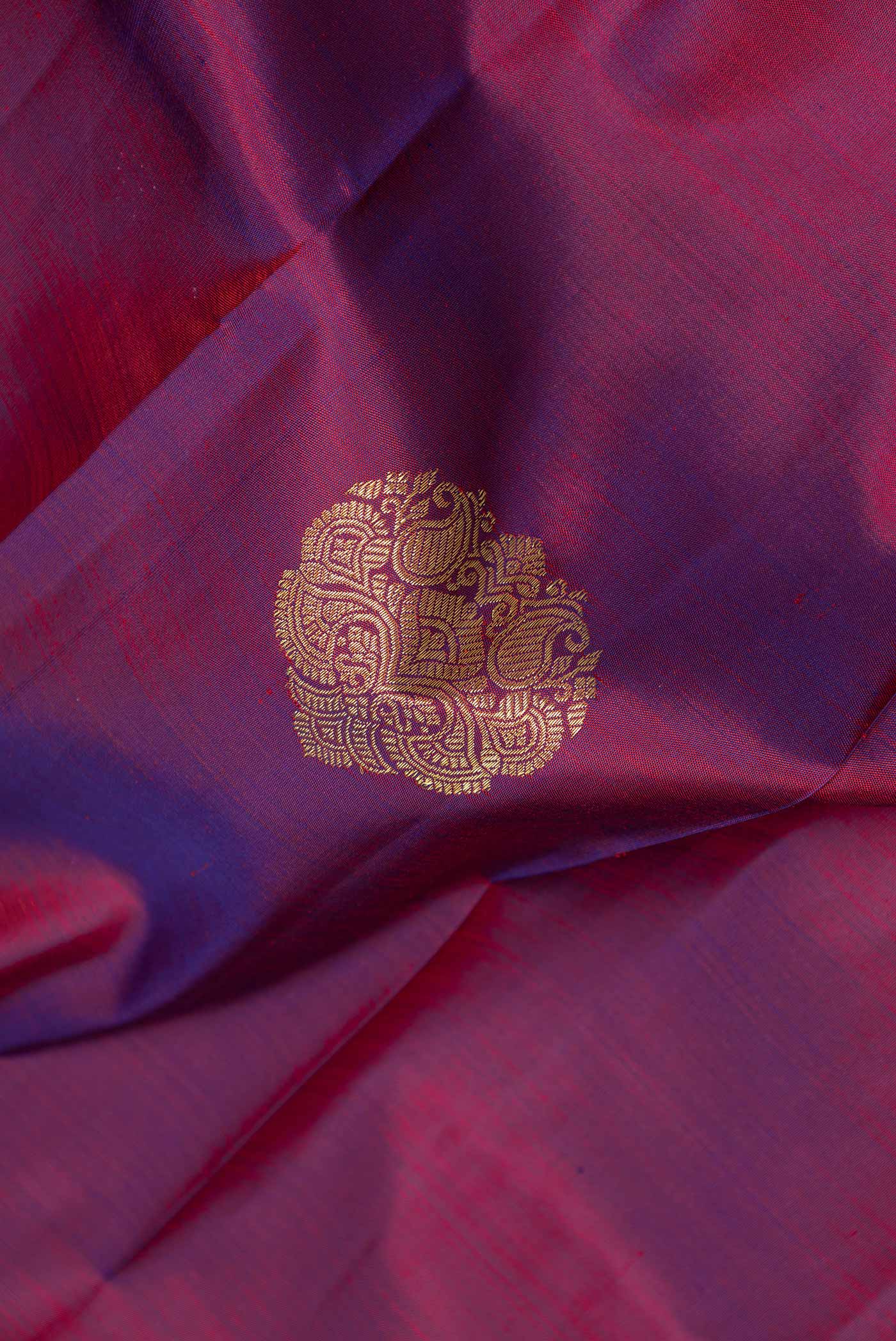 Purple Dual Tone Kanjivaram Silk Saree - Image 2