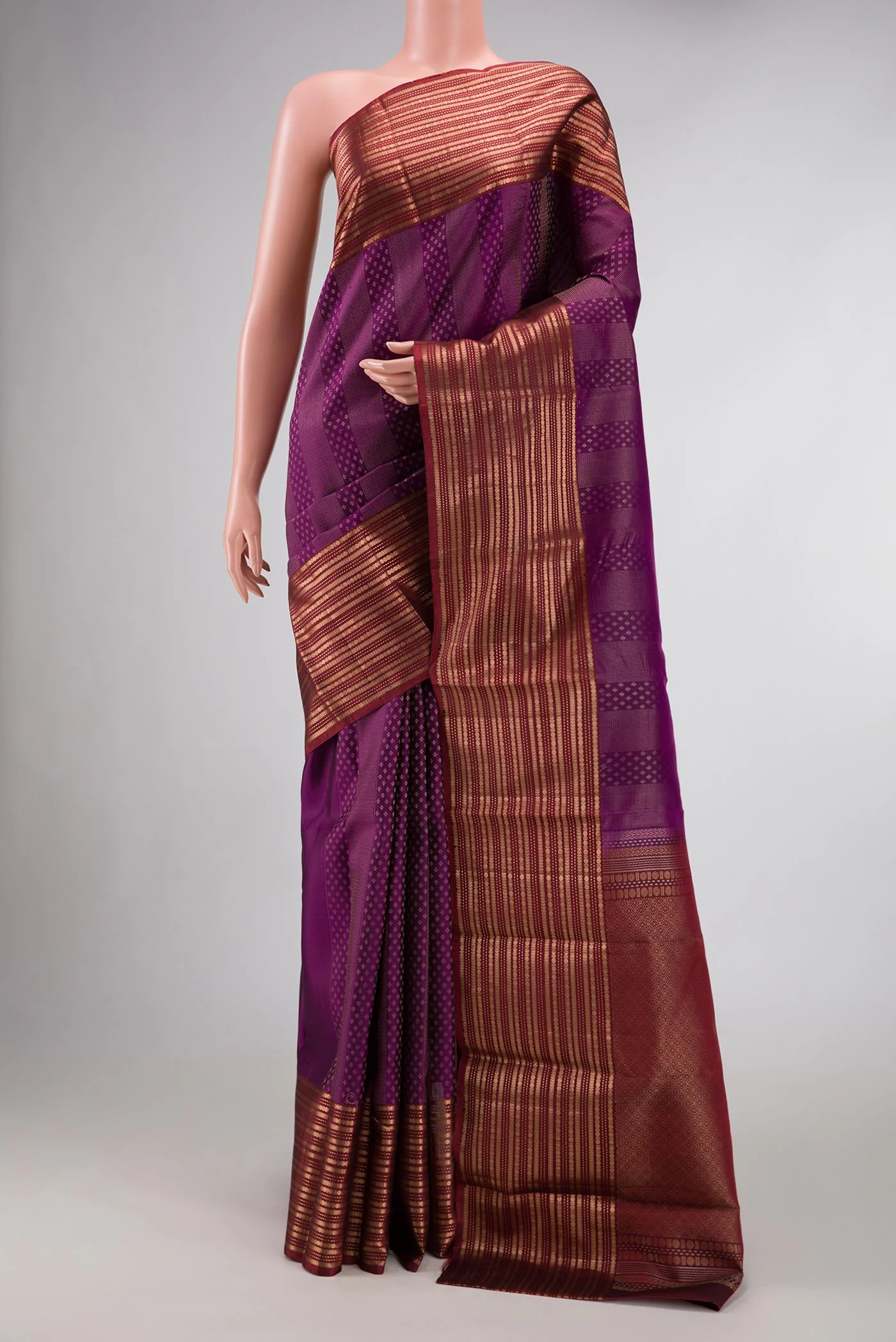 Purple Dual Tone Kanchipuram Silk Saree