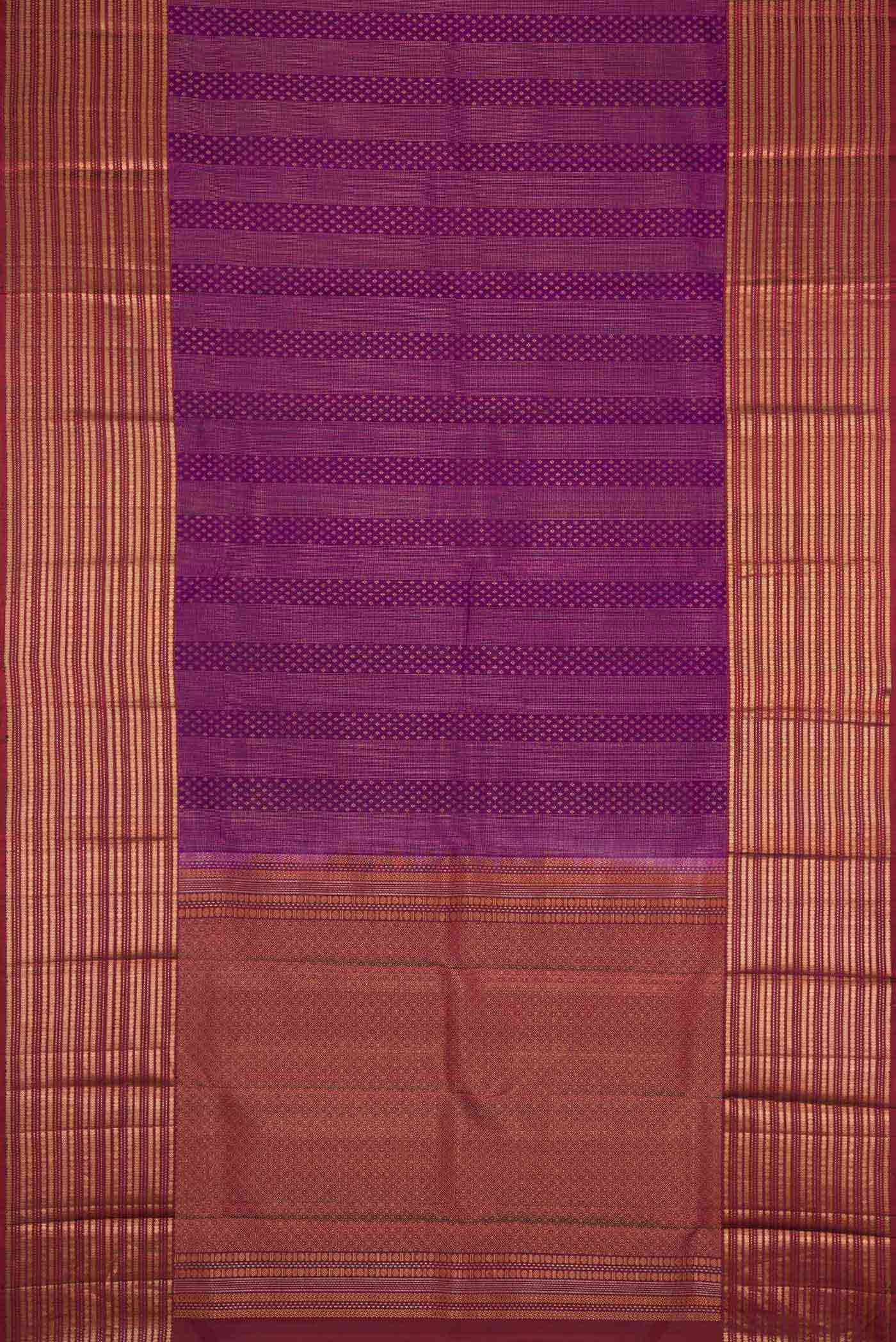 Purple Dual Tone Kanchipuram Silk Saree - Image 6