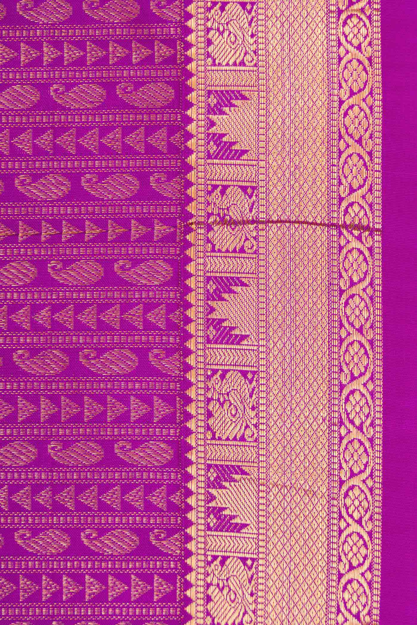 Purple Dual Tone Kanjivaram Silk Saree - Image 3