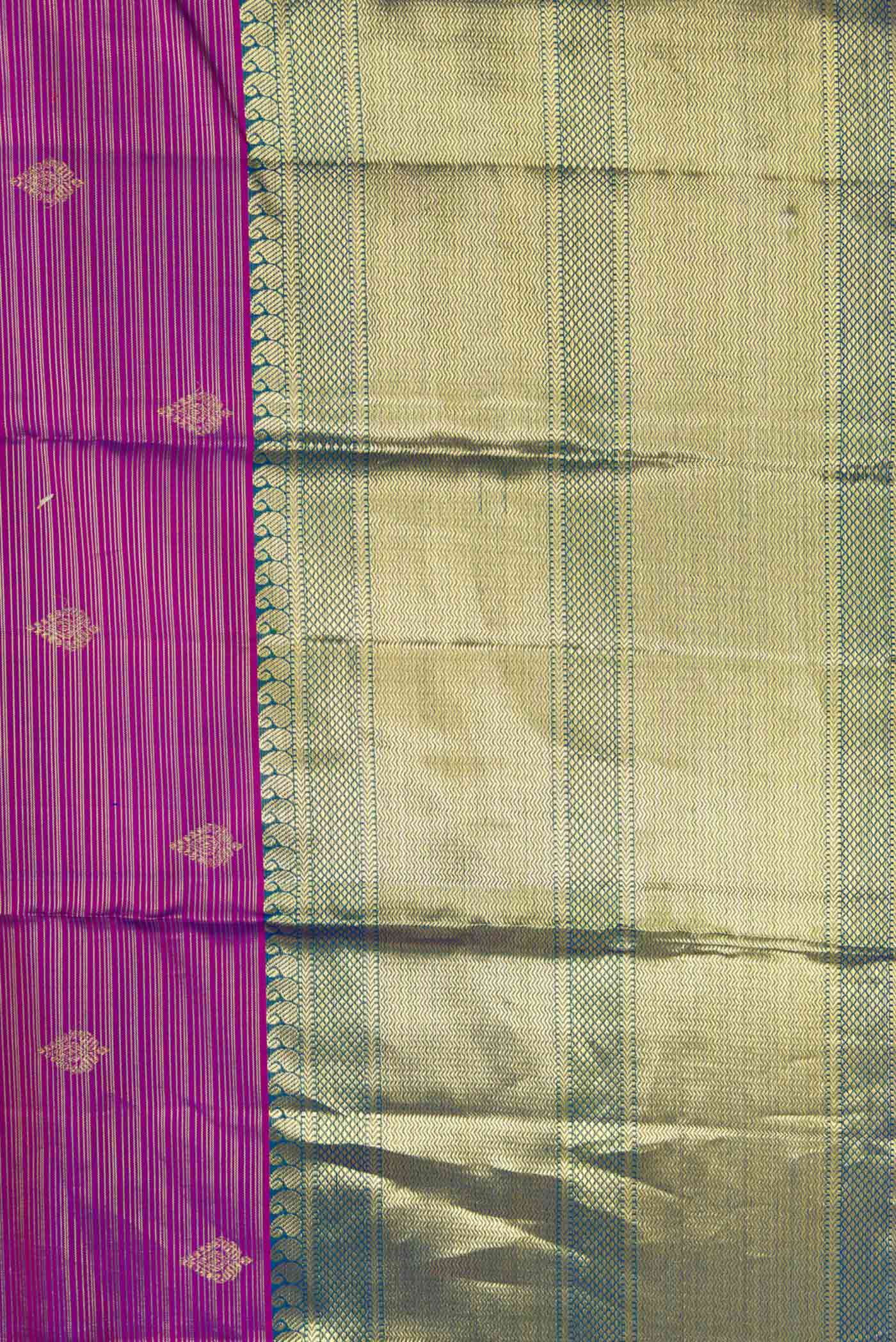 Purple Dual Tone Kanjivaram Silk Saree - Image 3