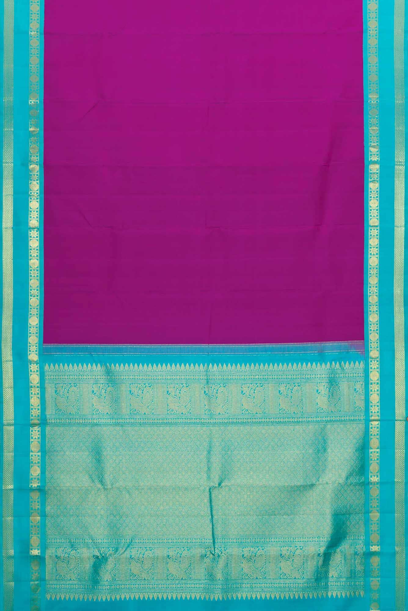 Purple Dual Tone Kanjivaram Silk Saree - Image 4