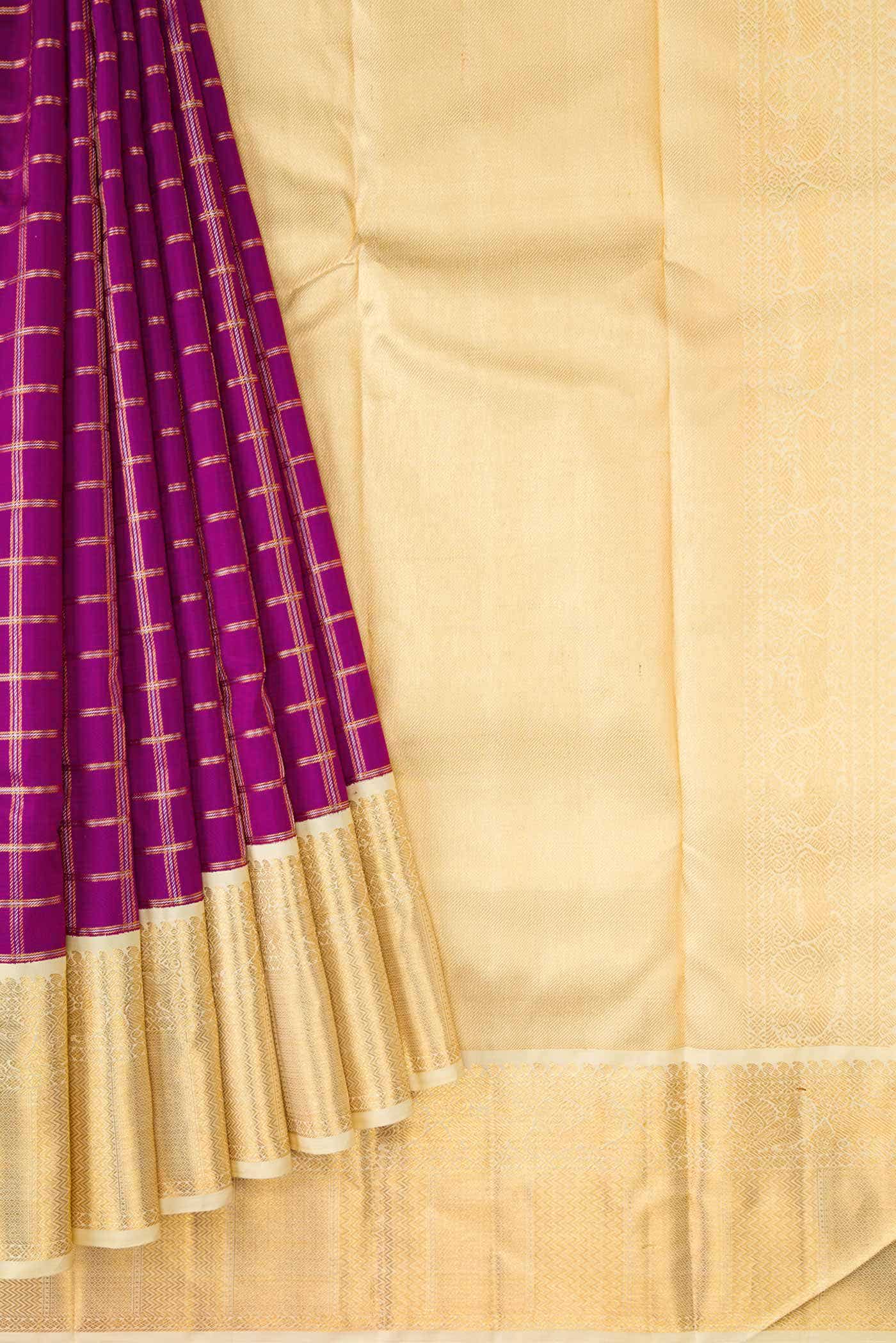 Purple Dual Tone Kanchipuram Silk Saree - Image 2