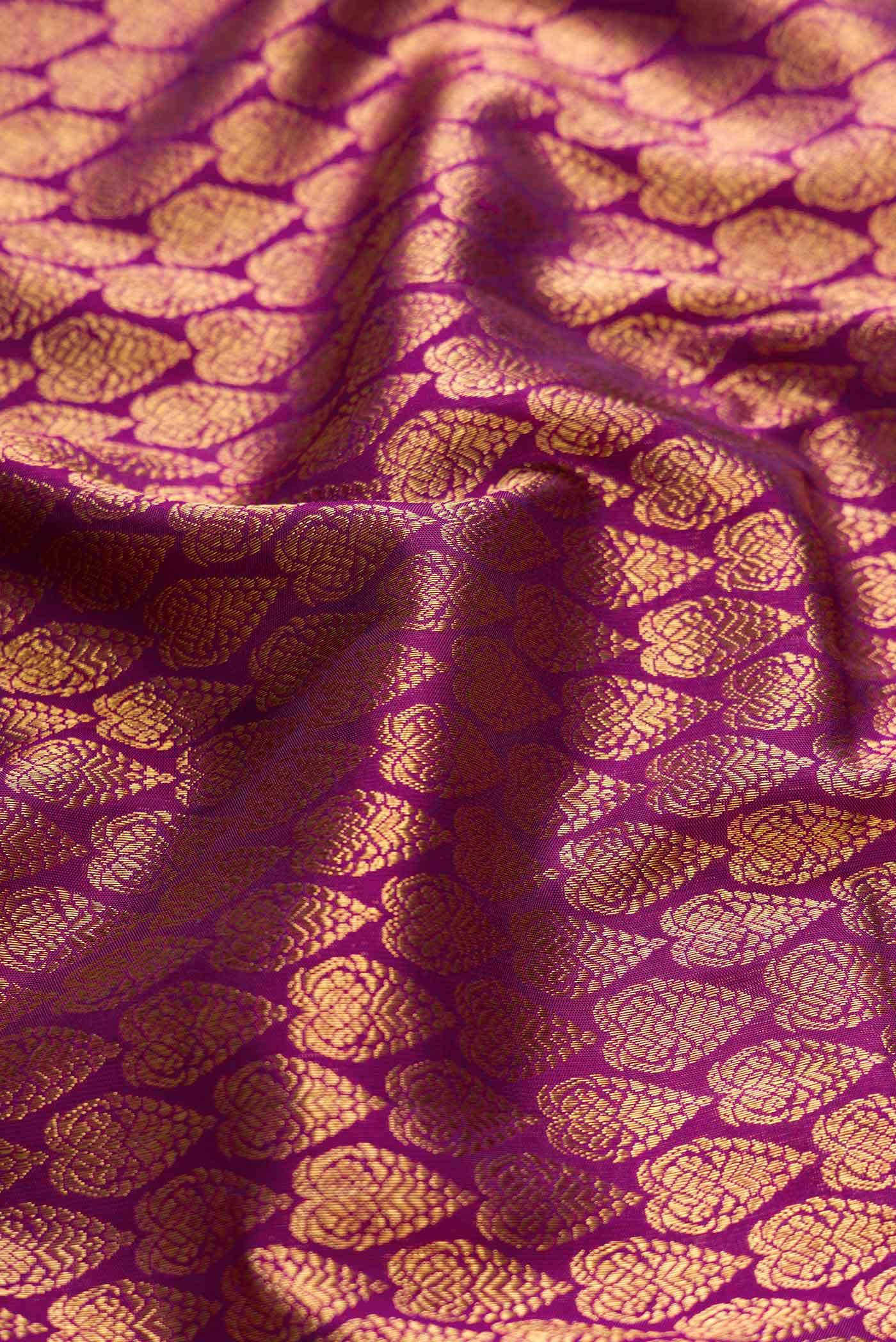 Purple Dual Tone Kanjivaram Silk Saree - Image 3