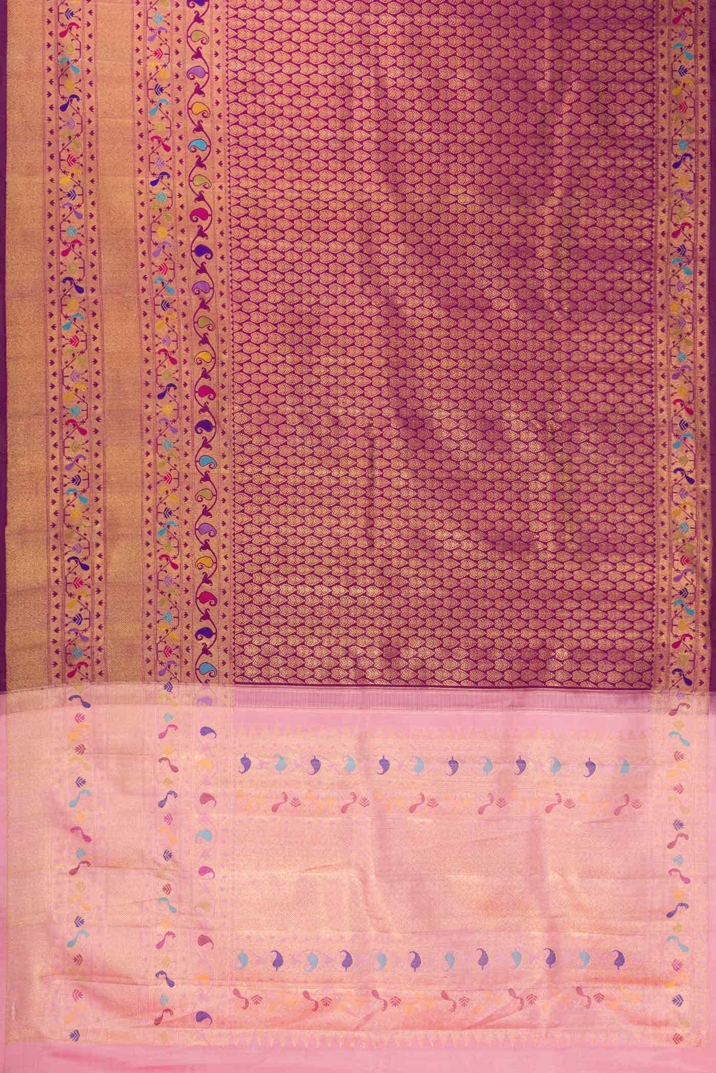Purple Dual Tone Kanjivaram Silk Saree - Image 4