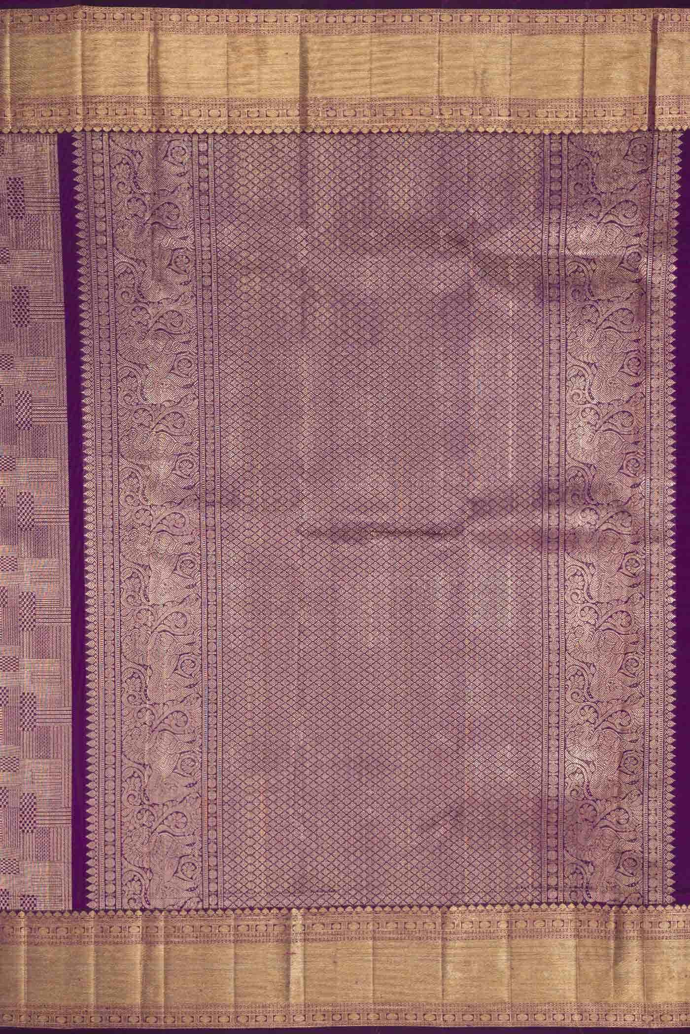 Purple Dual Tone Kanchipuram Silk Saree - Image 5