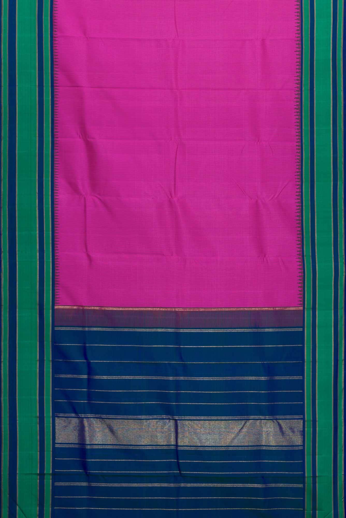 Pure Silk Pure Zari Purple Dual Tone Kanjivaram Saree - Image 4