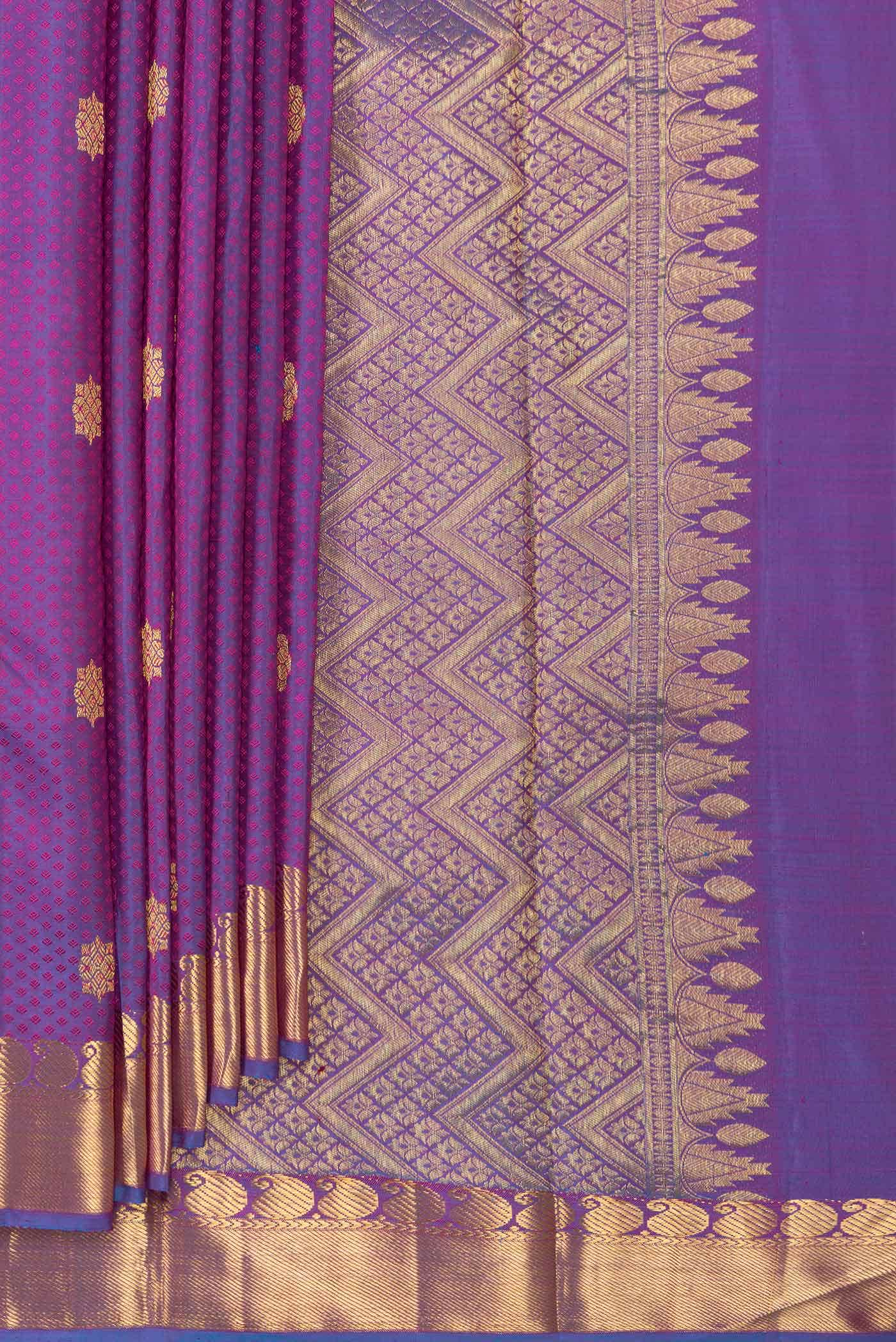 Purple Dual Tone Kanchipuram Silk Saree - Image 2