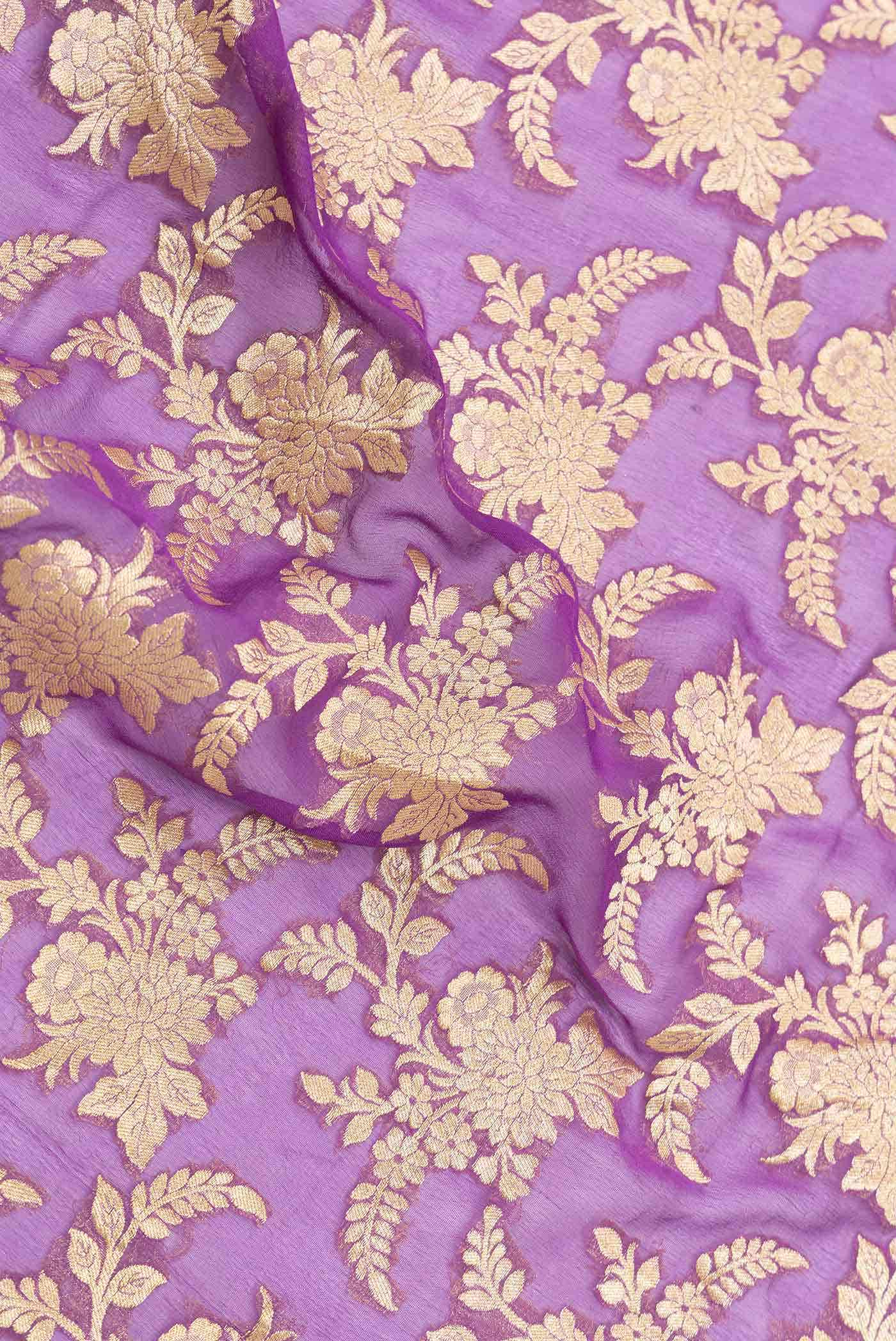 Purple Dual Tone Mysore Georgette Saree - Image 3