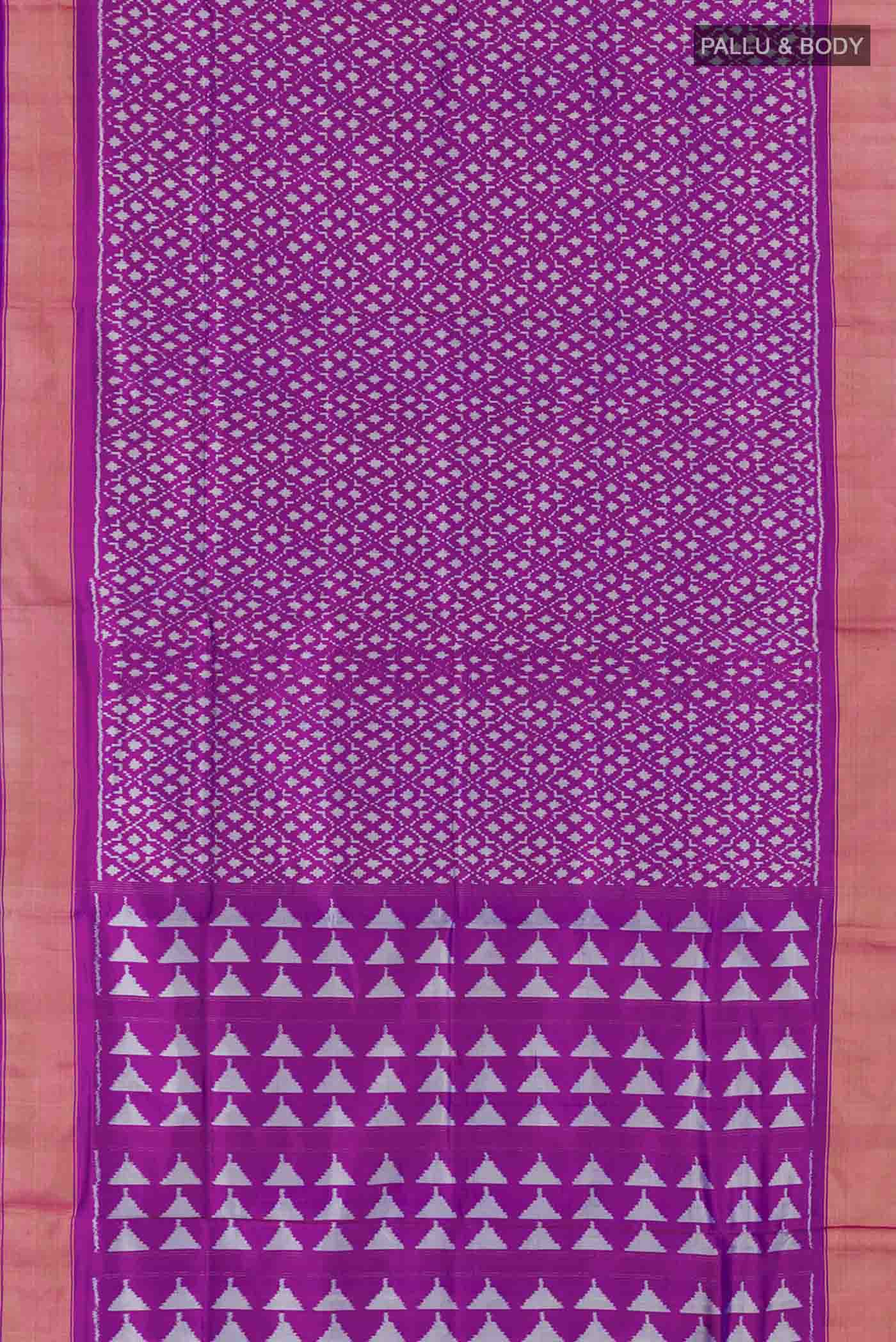 Purple Dual Tone Pochampally Silk Saree - Image 6
