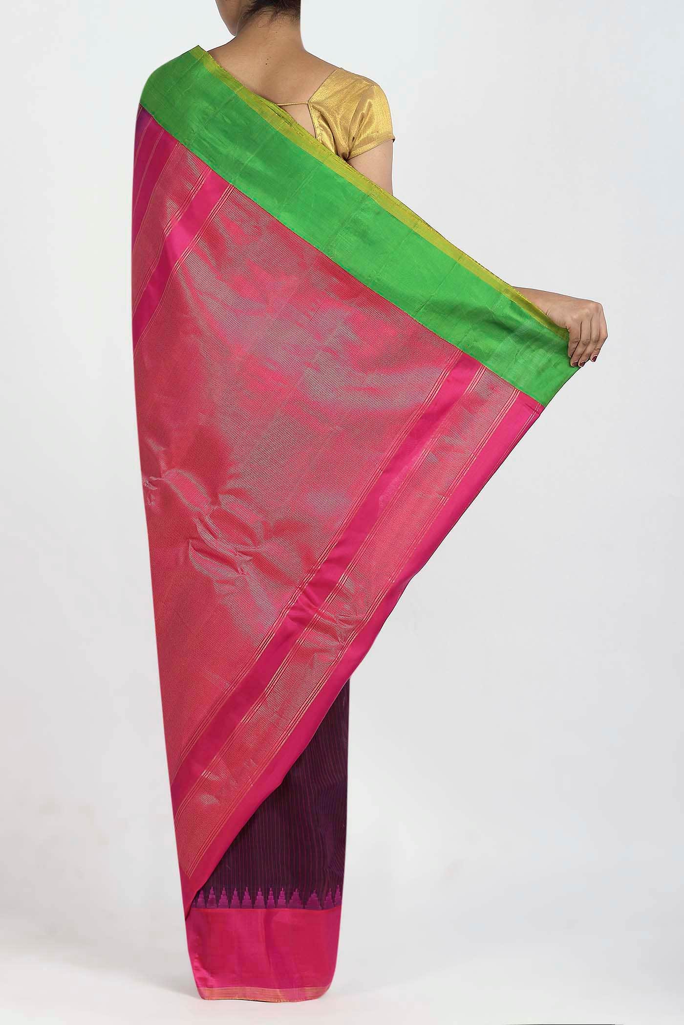 Purple Gadwal Silk Cotton Saree - Image 2
