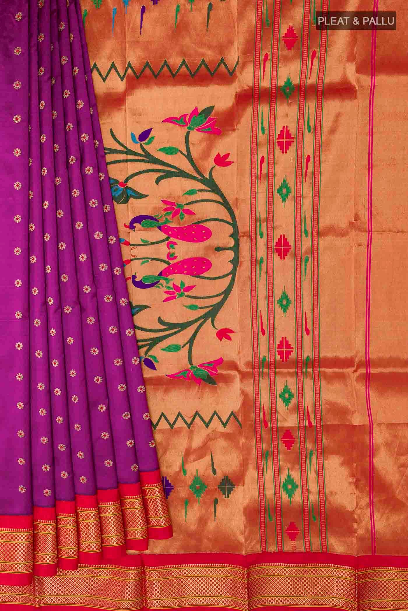 Purple Paithani Silk Saree - Image 4