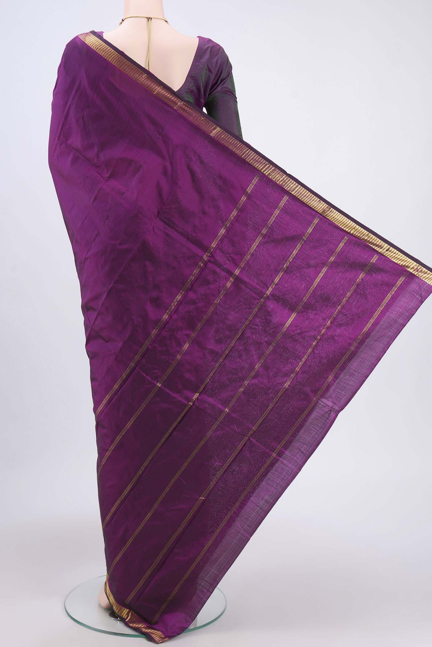 Maroon Kanchipuram Saree - Image 3