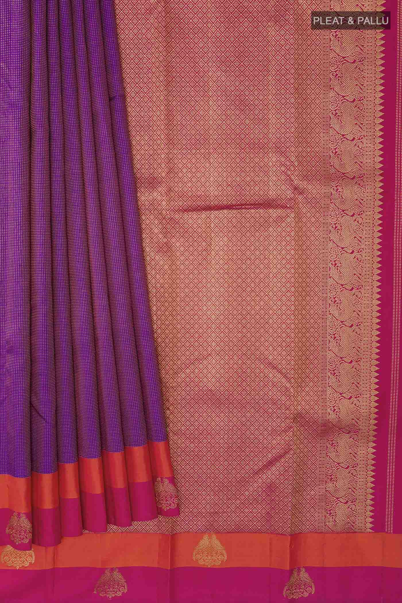 Purple Kanchipuram Silk Saree - Image 4