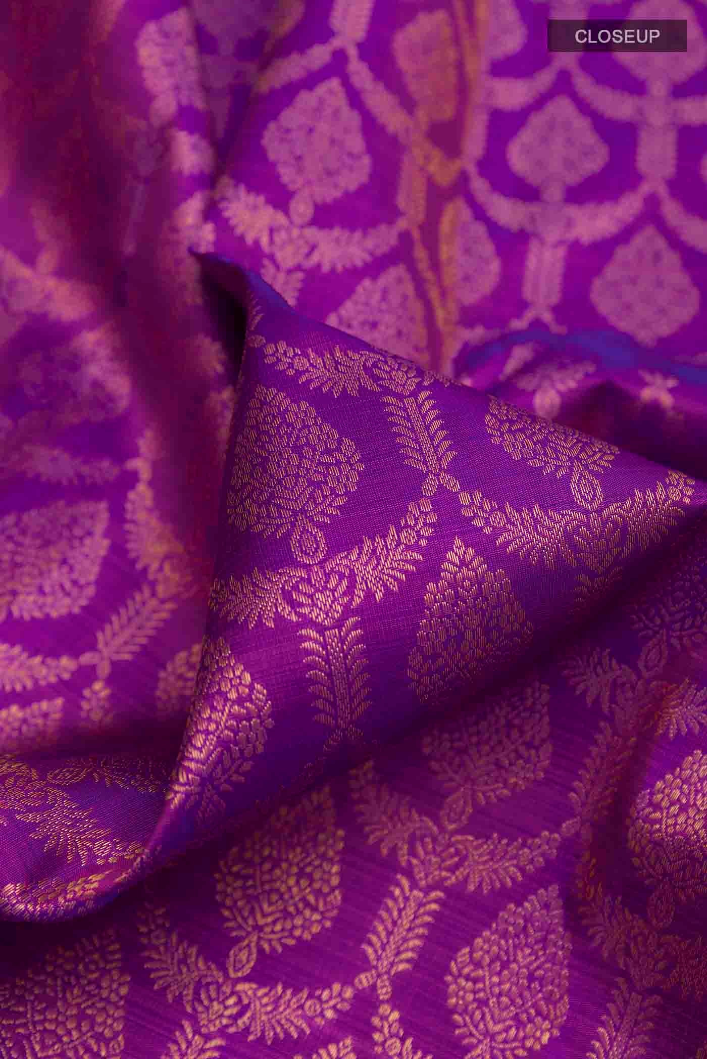Purple Kanjivaram Silk Saree - Image 2