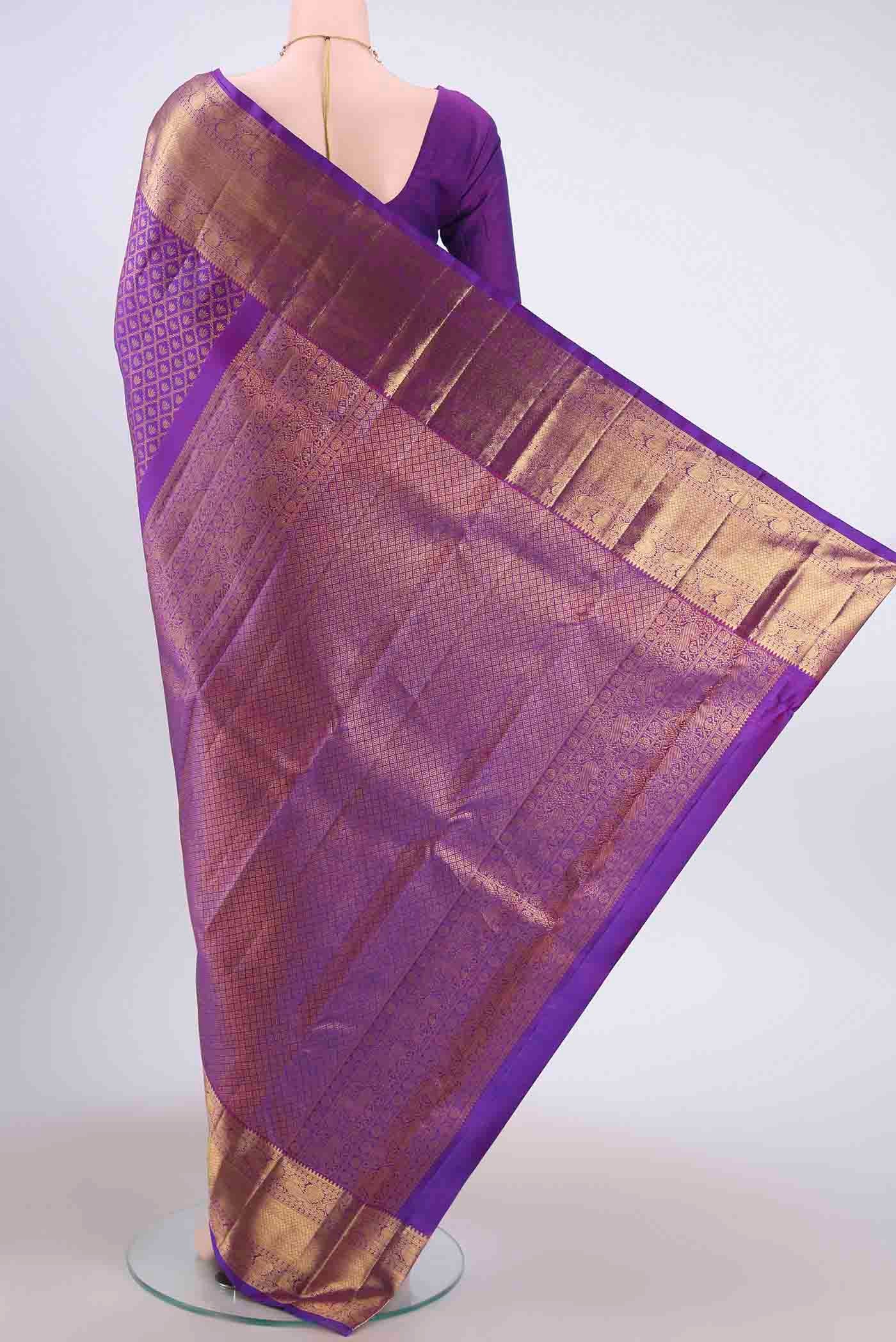 Purple Kanchipuram Silk Saree - Image 3