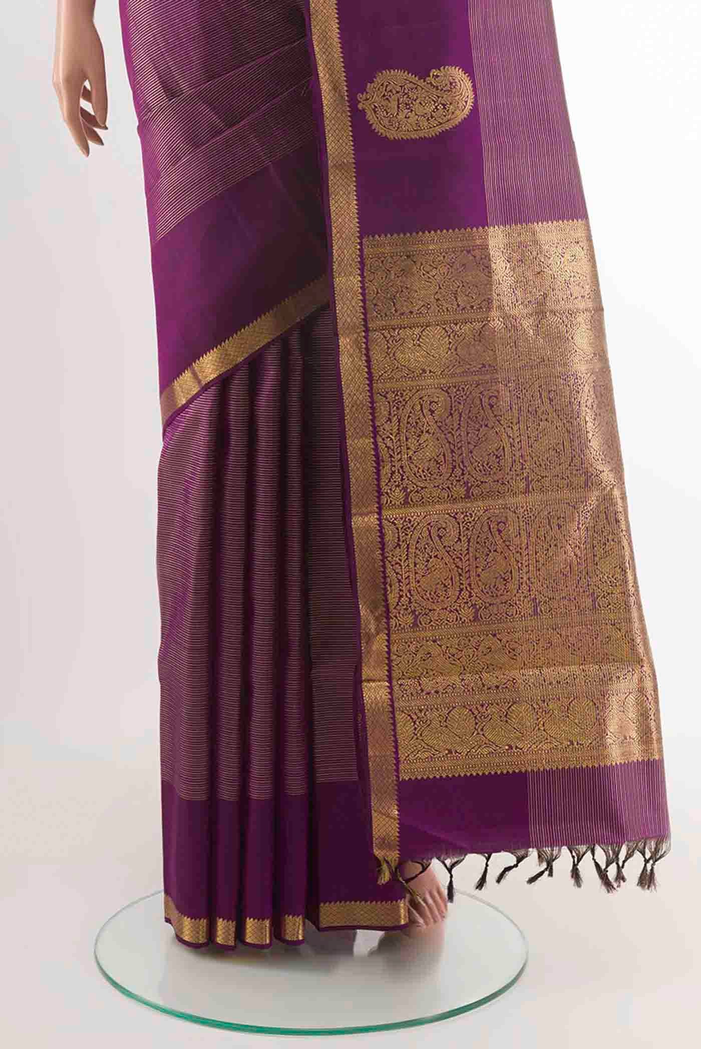 Purple Kanchipuram Silk Saree - Image 3